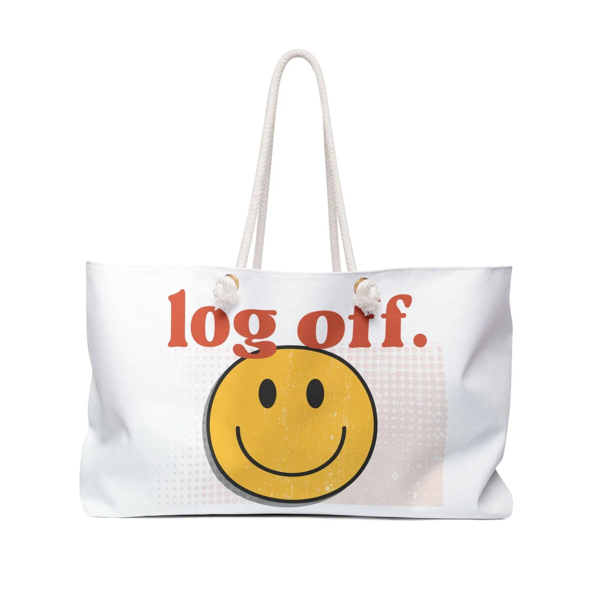 Disconnect and Reconnect - Retro 'Log Off' Smiley Face Weekend Overnight Bag - papercraneco