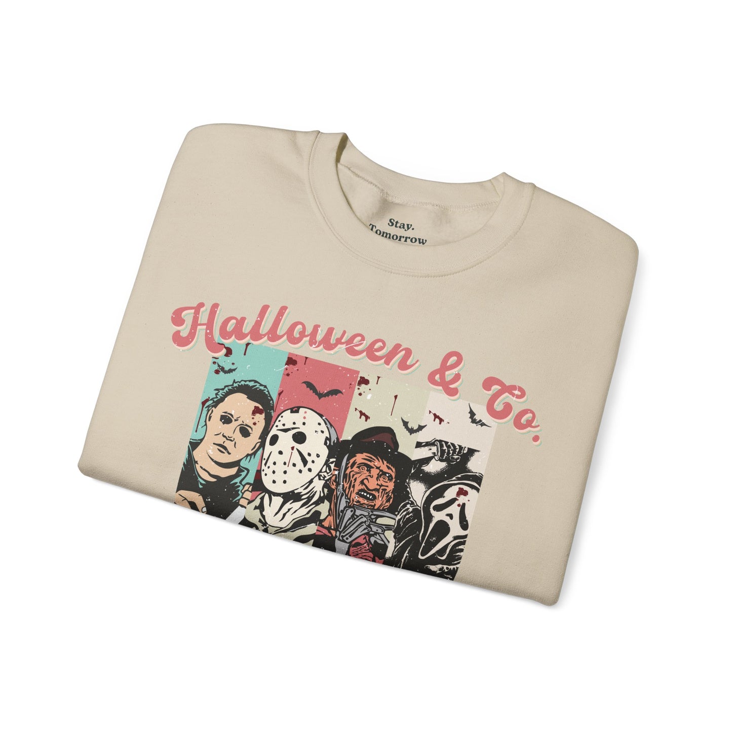 Retro Boho Spooky Season Halloween 2024 Horror Sweatshirt - Michael Meyers, Jason Vorhees, Freddy Krueger, Ghost Face Scream Hoodie Halloween, Friday the 13th, Nightmare on Elm Street, 2024