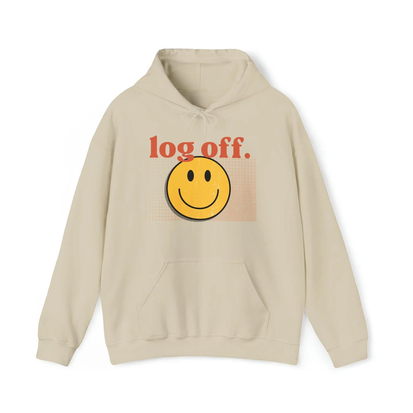 Stay Present with Retro 'Log Off' Smiley Face Sweatshirt Printify