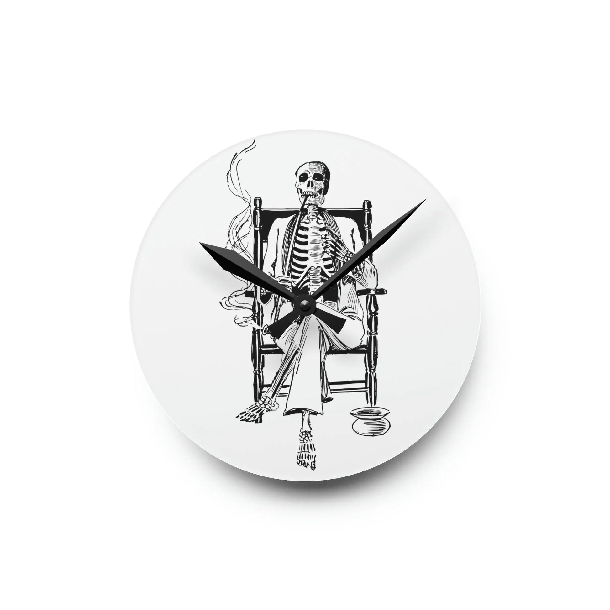 Smoking Skeleton in a Rocking Chair Wall Clock - papercraneco