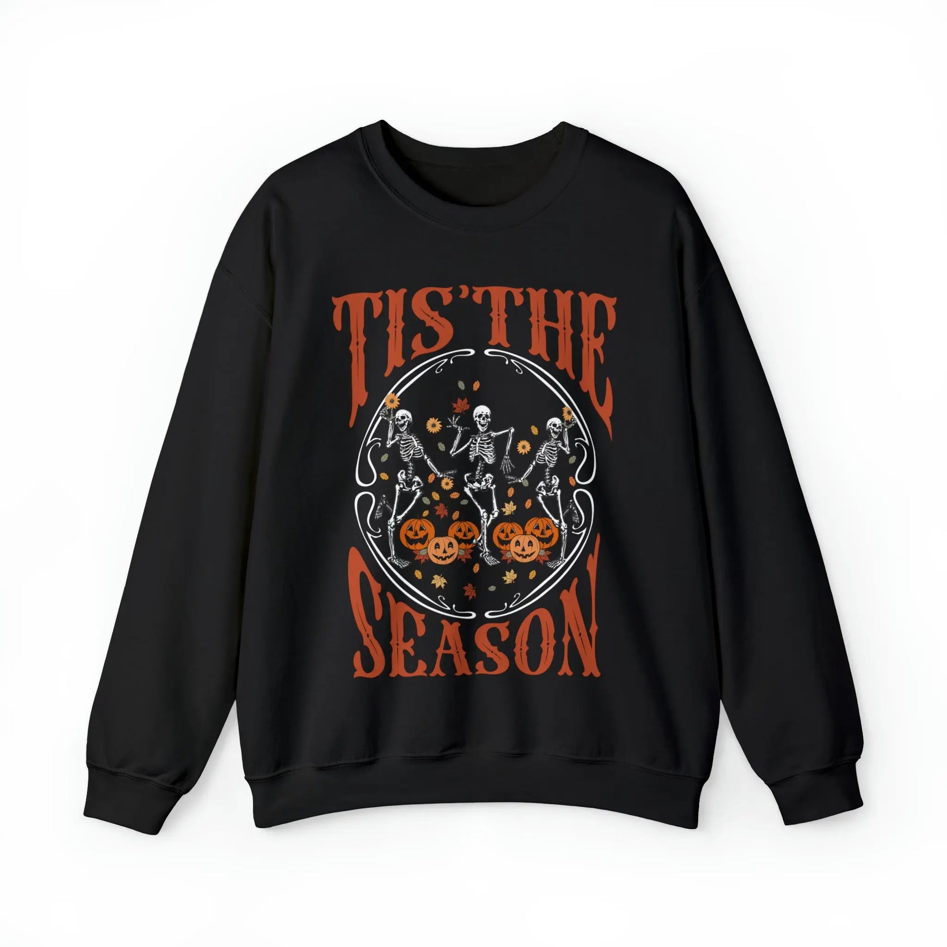 Tis The Season Pumpkin and Skeleton Halloween Sweatshirt - papercraneco