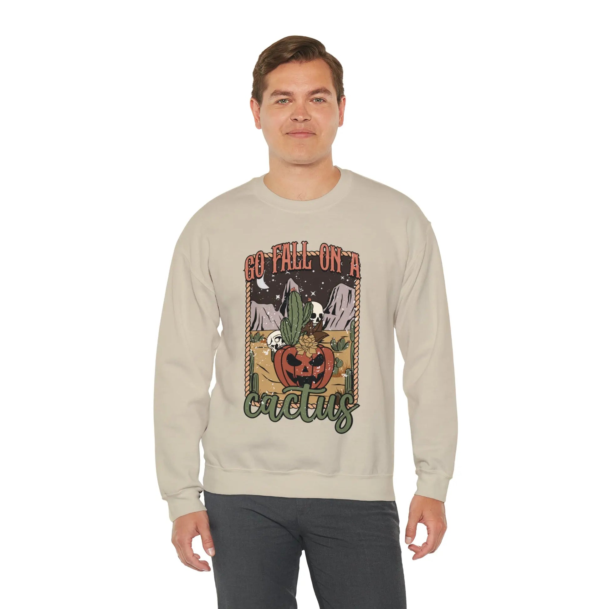 Go Fall on a Cactus' Retro Sweatshirt Printify