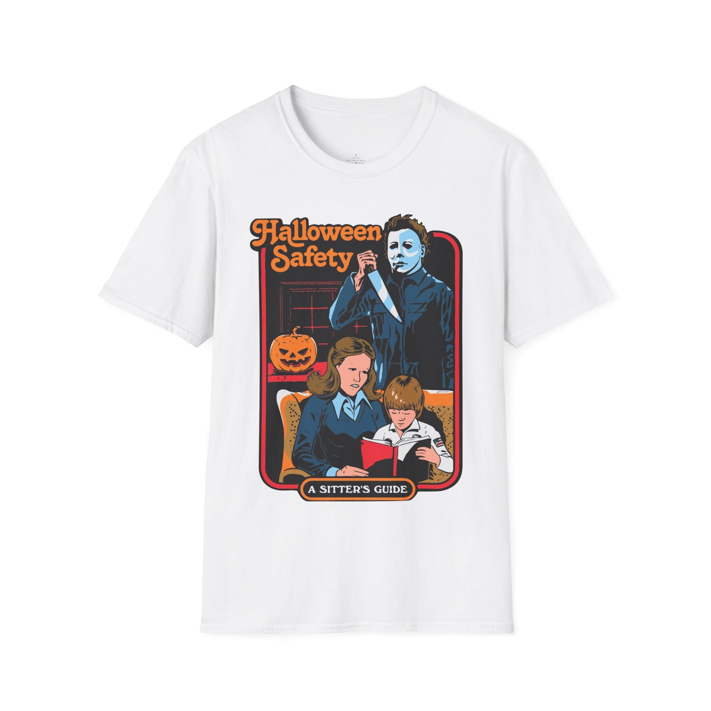 Halloween 2024 Spooky Season Michael Myers Inspired 'Halloween Safety Sitters Guide' Retro T Shirt