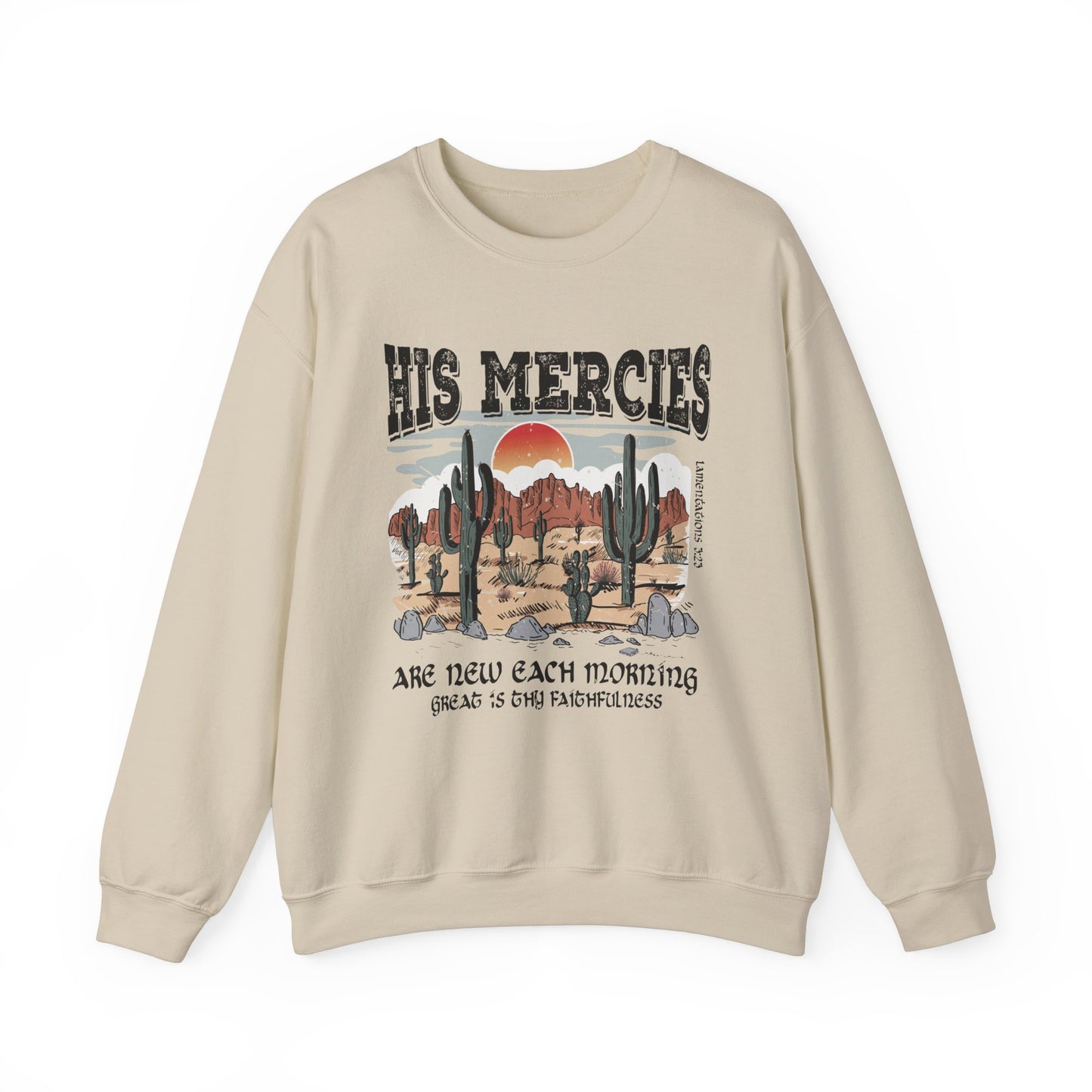 Boho Christian Sweatshirt Bible Verse Jesus Apparel Faith Based His Mercies Are New Vintage