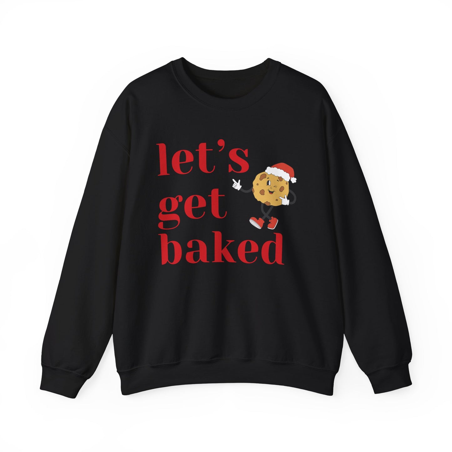 Funny Christmas 2024 Let's Get Baked Holiday Sweatshirt Retro Cookie