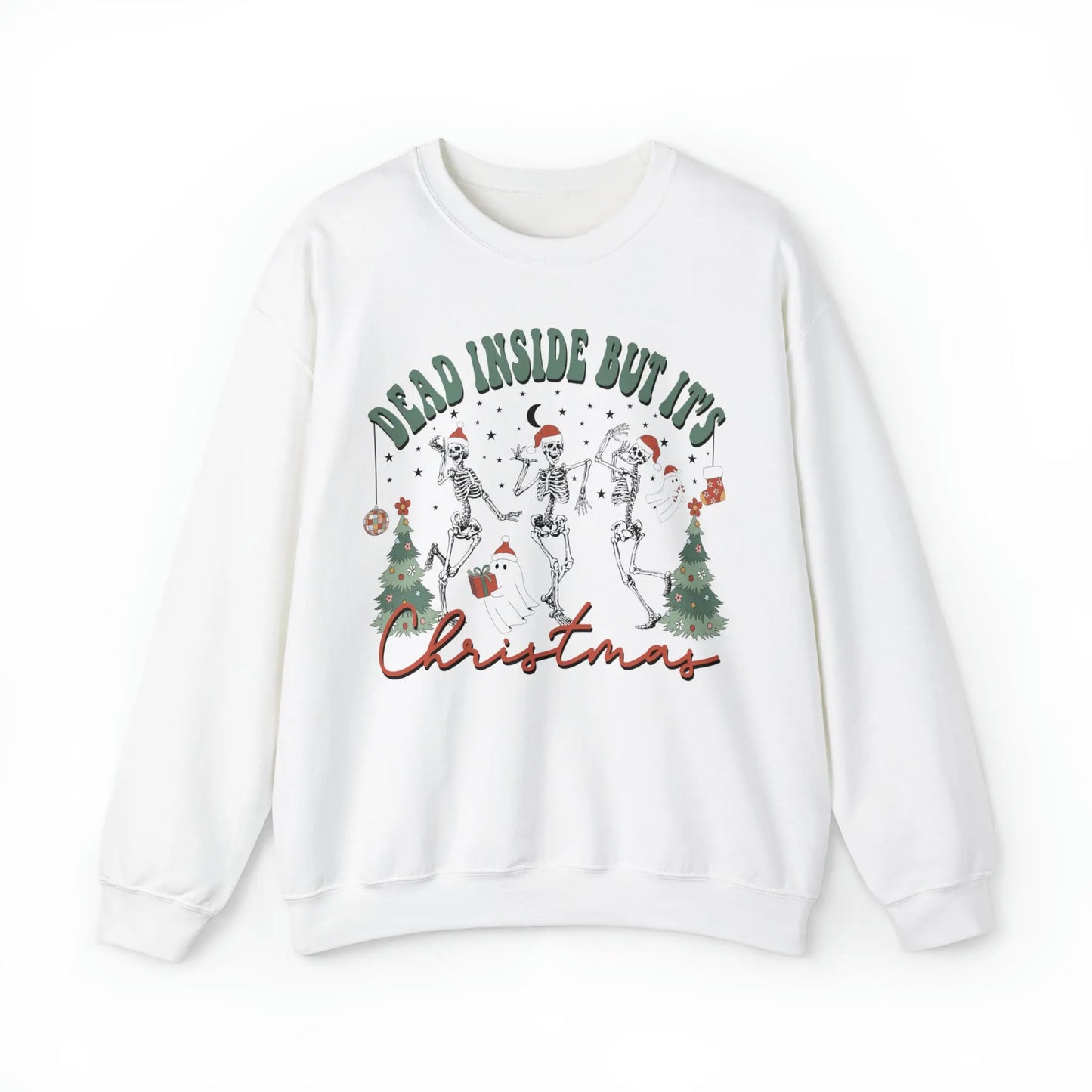 Funny Skeleton Dead Inside But it’s Christmas Sweatshirt Printify