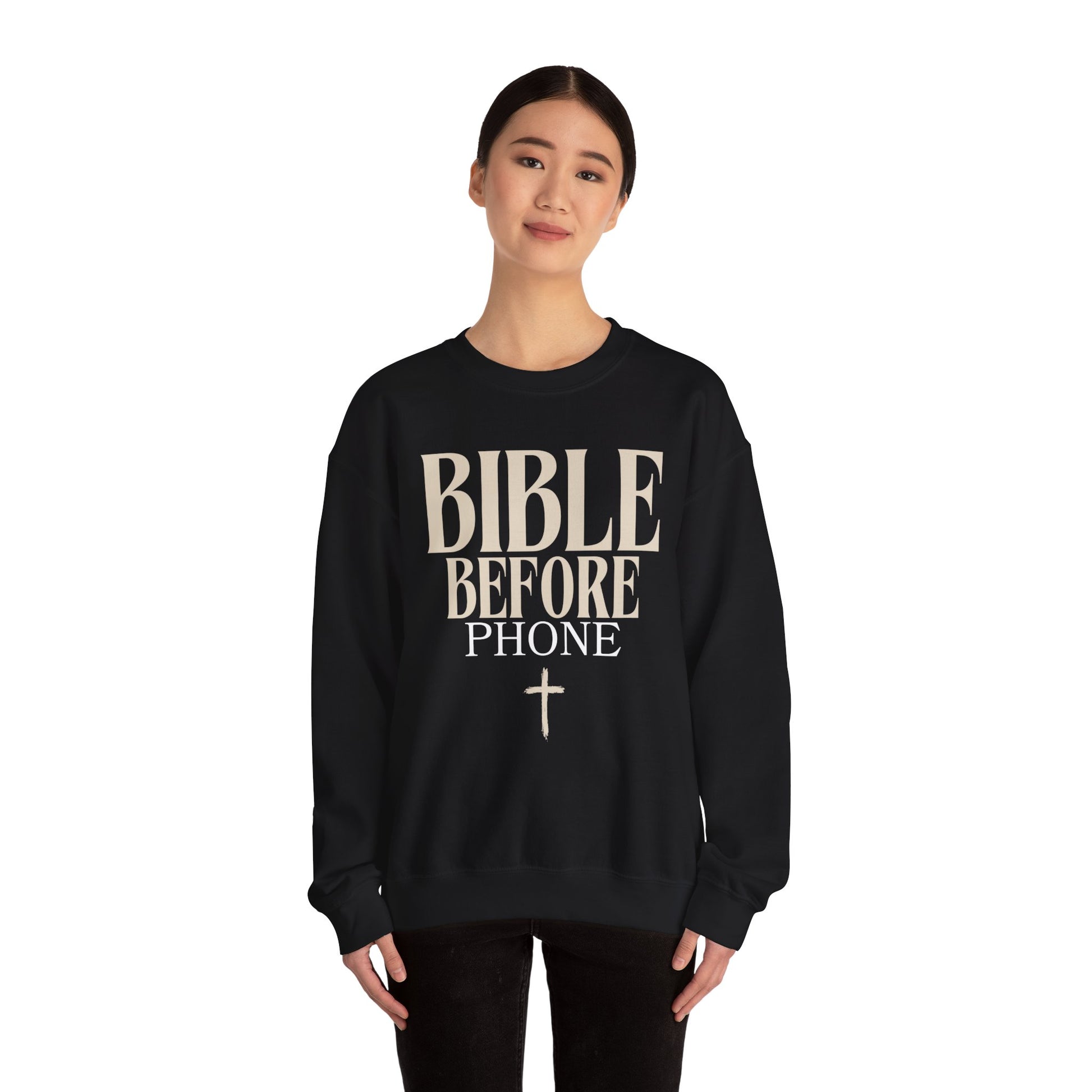 Bible Before Phone Christian Sweatshirt Catholic Jesus Read Your Bible Christian Apparel - Stay Tomorrow Needs You