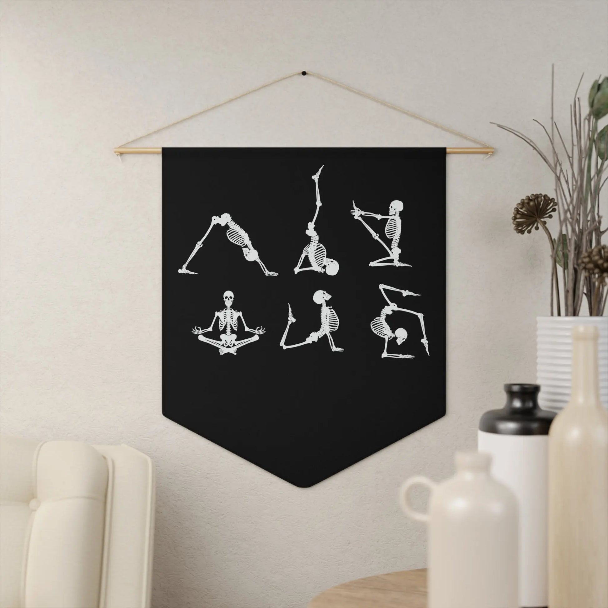 Yoga Pose Skeletons Namaste Pennant - papercraneco