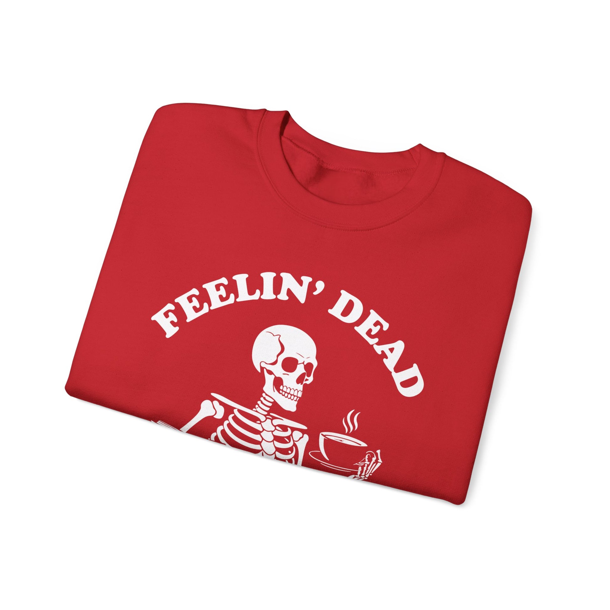 Feelin Dead But Well Read Sweatshirt Spooky Season Fall Halloween Book Lover, Bookworm Skeleton Sweatshirt BookTok Book Club Biblio