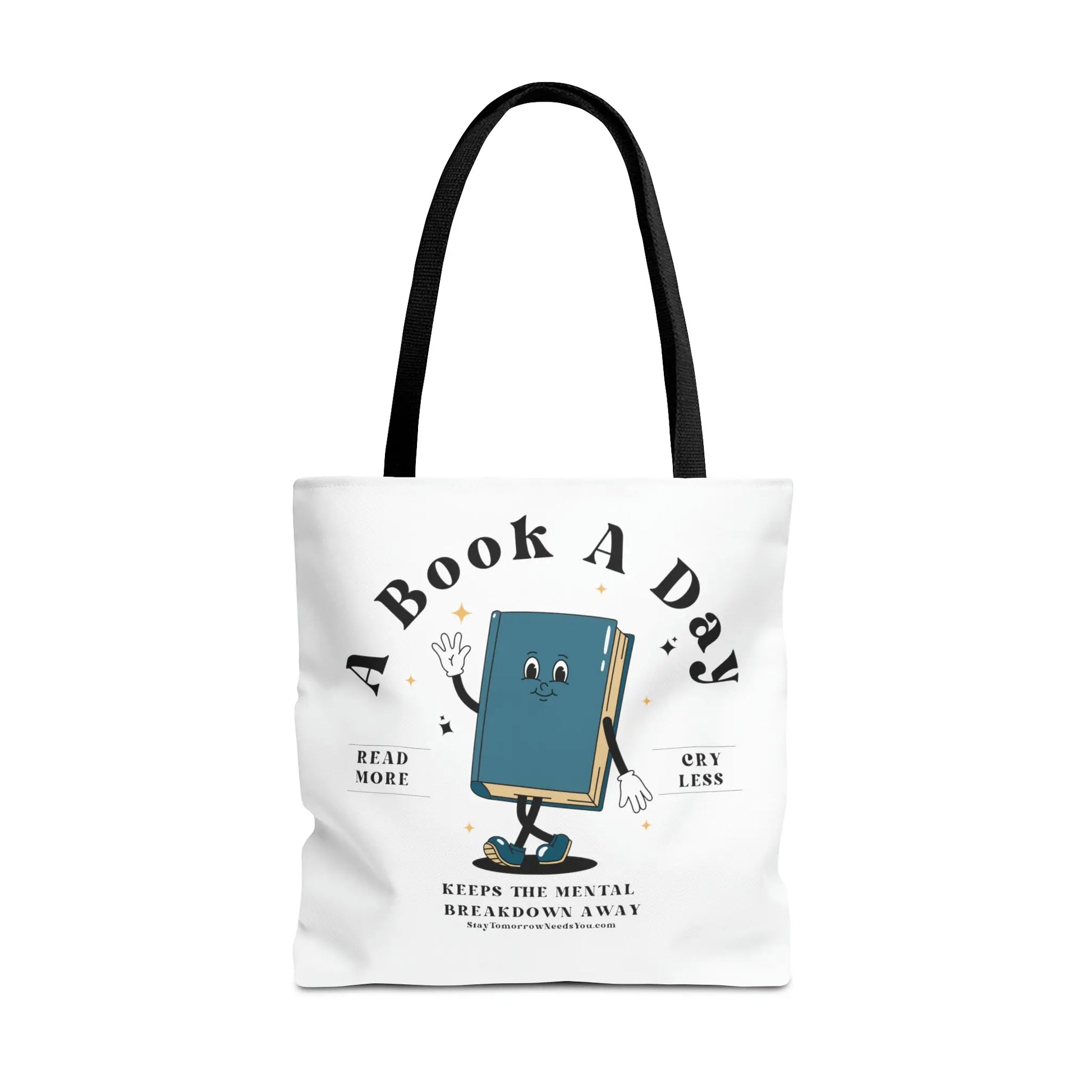 Bookish Mental Health Tote | Book A Day Retro Tote Read More Book Lover Bookworm BookTok Romance Reader Book Addict Romantasy Bibliophile