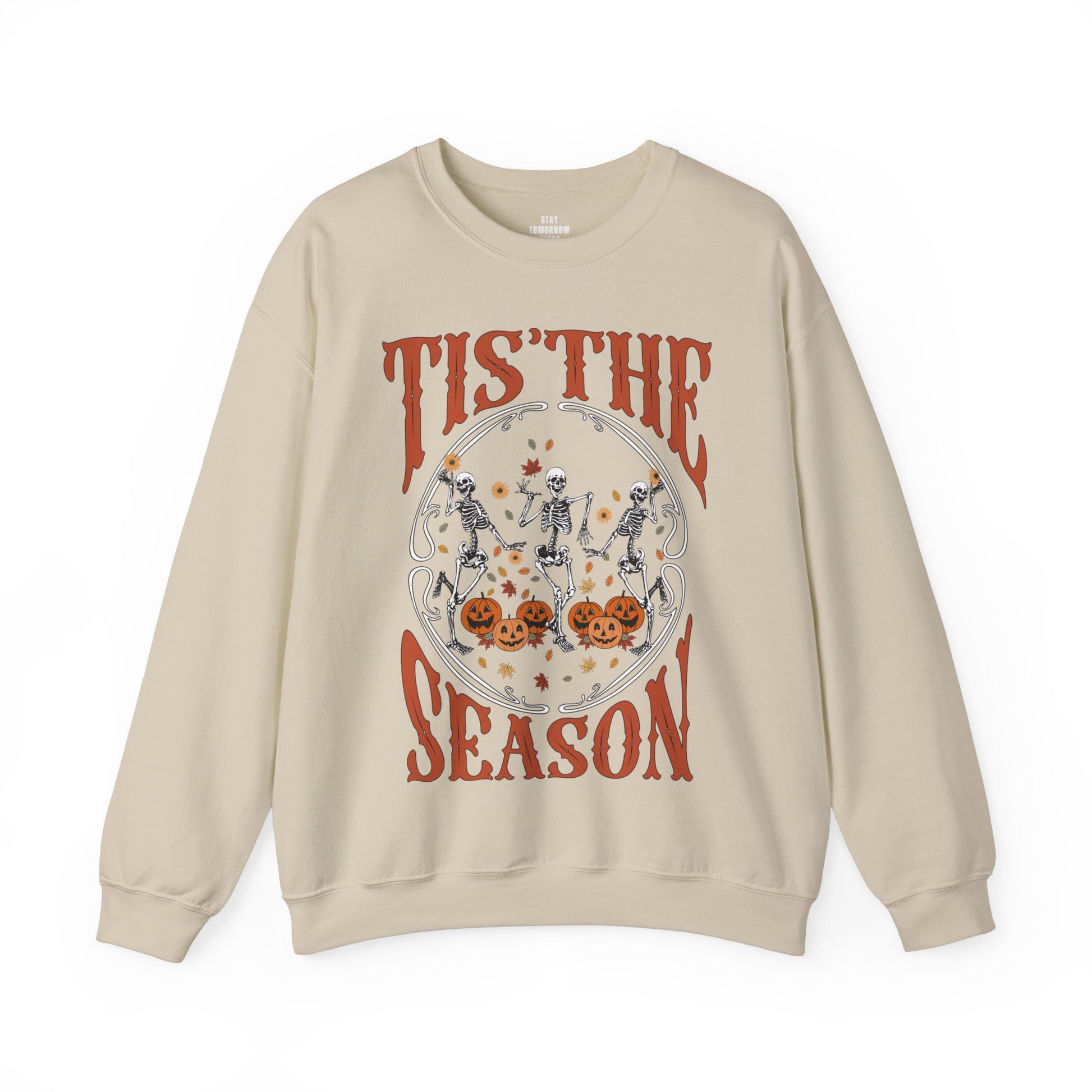 Halloween 2024 Spooky Season Fall Tis The Season Pumpkin and Skeleton Halloween Sweatshirt