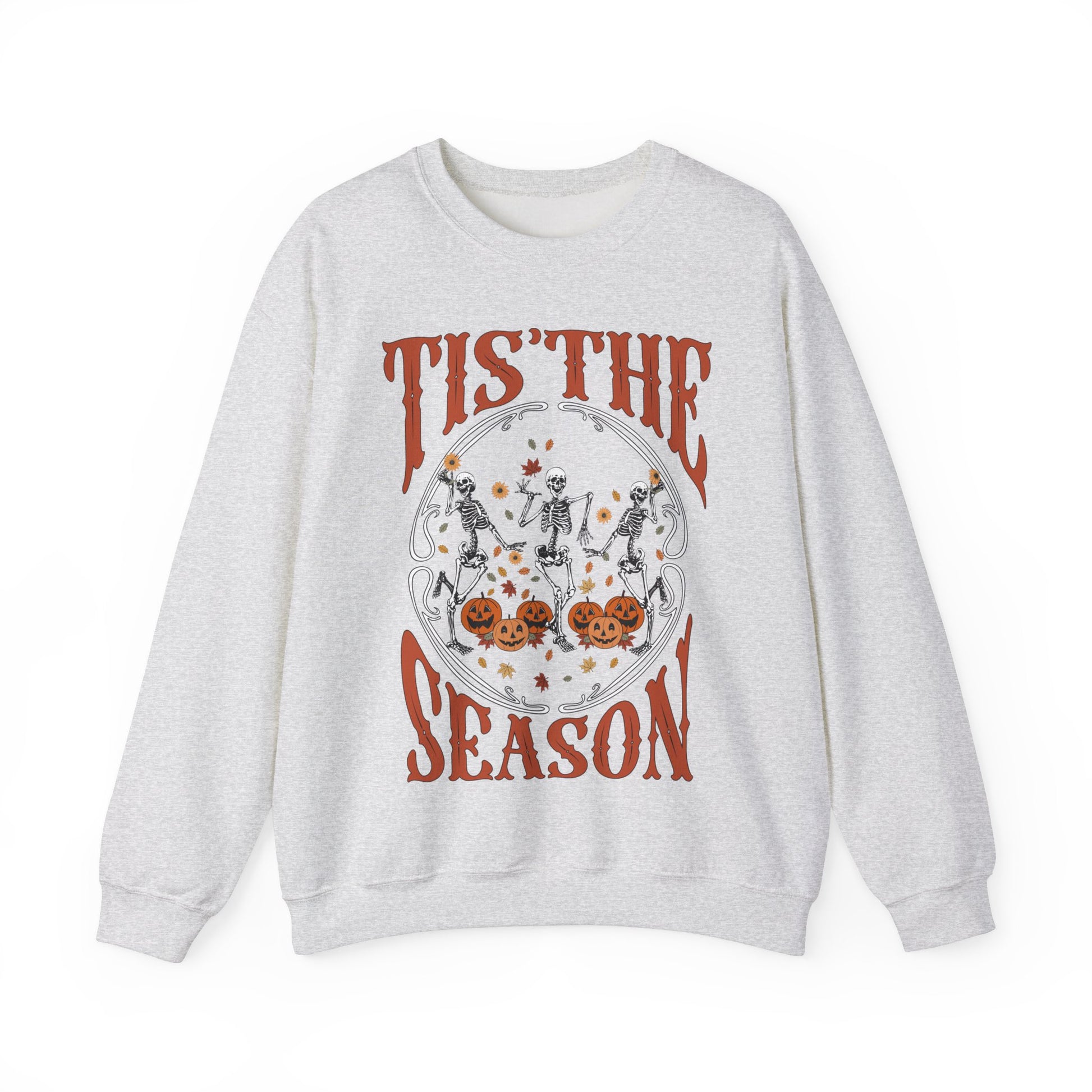 Halloween 2024 Spooky Season Fall Tis The Season Pumpkin and Skeleton Halloween Sweatshirt