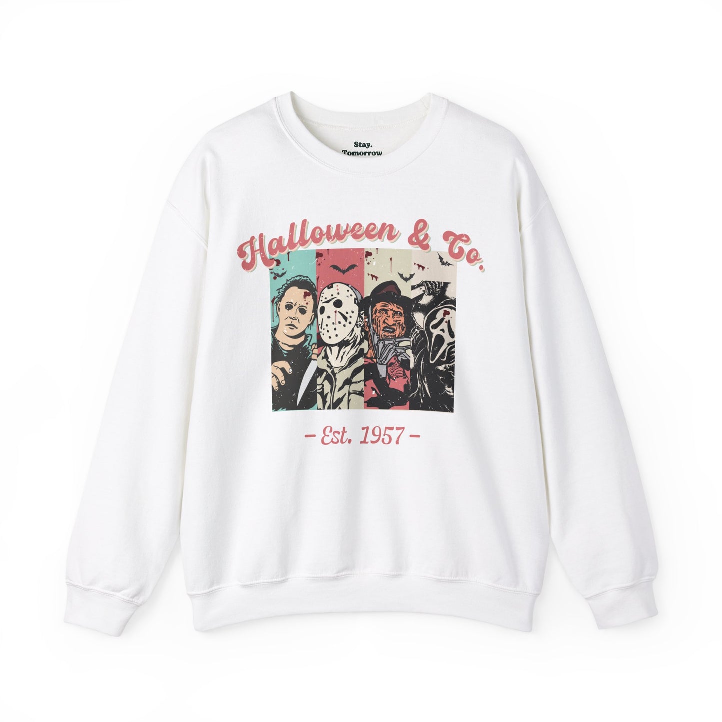 Retro Boho Spooky Season Halloween 2024 Horror Sweatshirt - Michael Meyers, Jason Vorhees, Freddy Krueger, Ghost Face Scream Hoodie Halloween, Friday the 13th, Nightmare on Elm Street, 2024