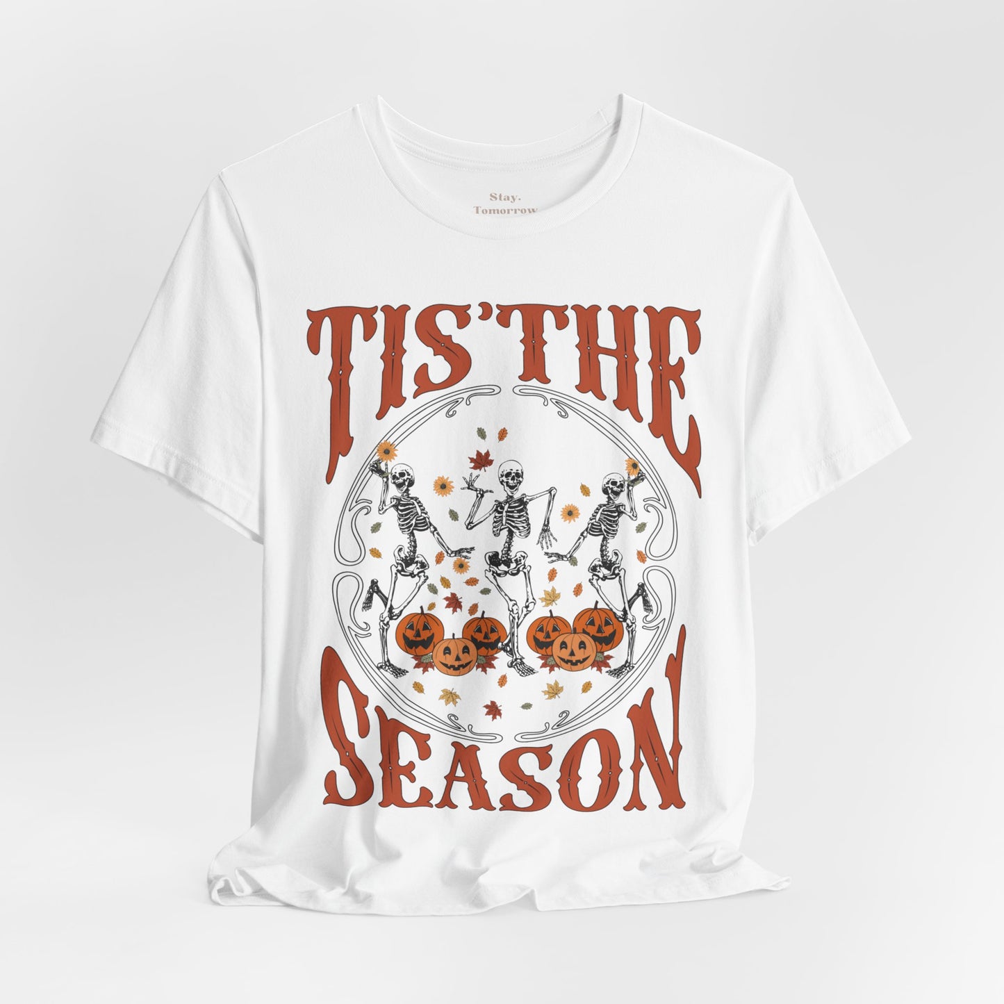 Halloween 2024 Spooky Season Tis the Season Halloween Pumpkin and Skeletons T-Shirt Fall Autumn