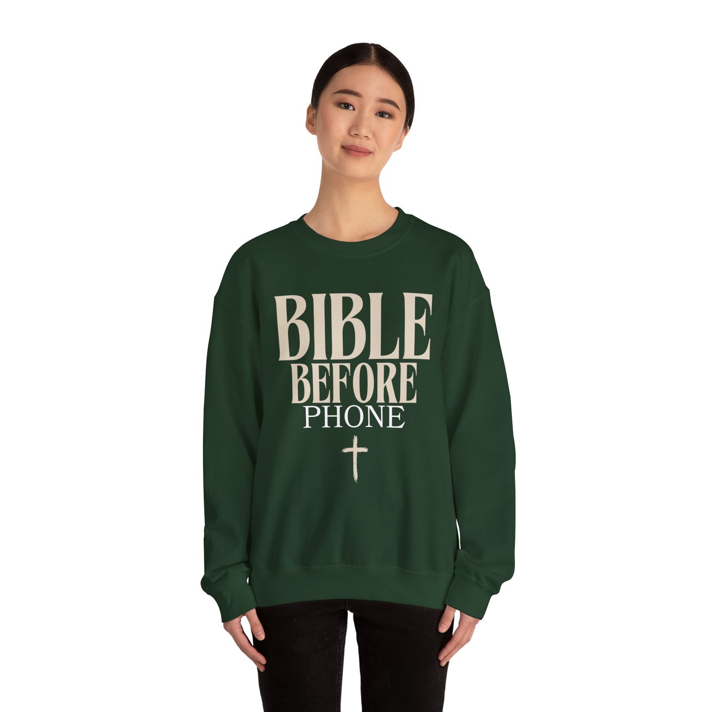 Bible Before Phone Christian Sweatshirt Catholic Jesus Read Your Bible Christian Apparel