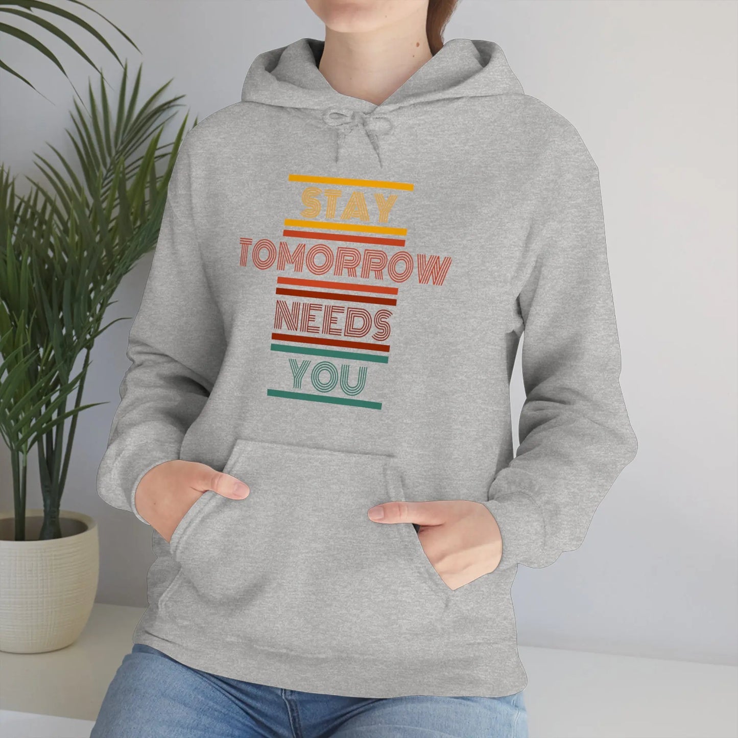 Retro “stay tomorrow needs you” Unisex Heavy Blend™ Hooded Sweatshirt - papercraneco