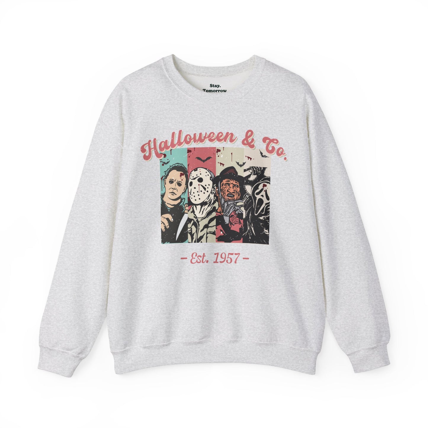 Retro Boho Spooky Season Halloween 2024 Horror Sweatshirt - Michael Meyers, Jason Vorhees, Freddy Krueger, Ghost Face Scream Hoodie Halloween, Friday the 13th, Nightmare on Elm Street, 2024