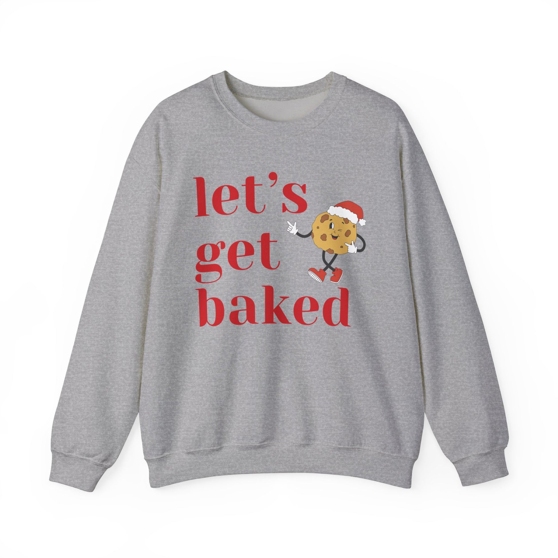 Funny Christmas 2024 Let's Get Baked Holiday Sweatshirt Retro Cookie