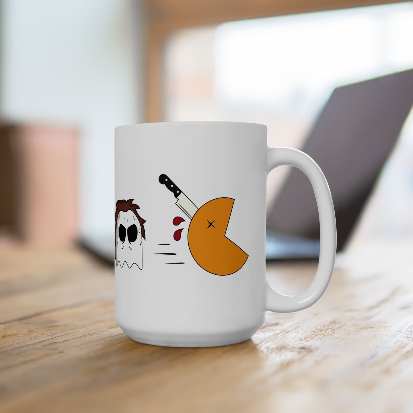 Spooky Season Halloween 2024 Retro Pac-Man Meets Halloween Horror Movie Character Coffee Mug Halloween Ghost Face, Jason Vorhees, Freddy Krueger, Michael Myers Scream, Friday the 13th, Nightmare on Elm Street, Halloween 2024