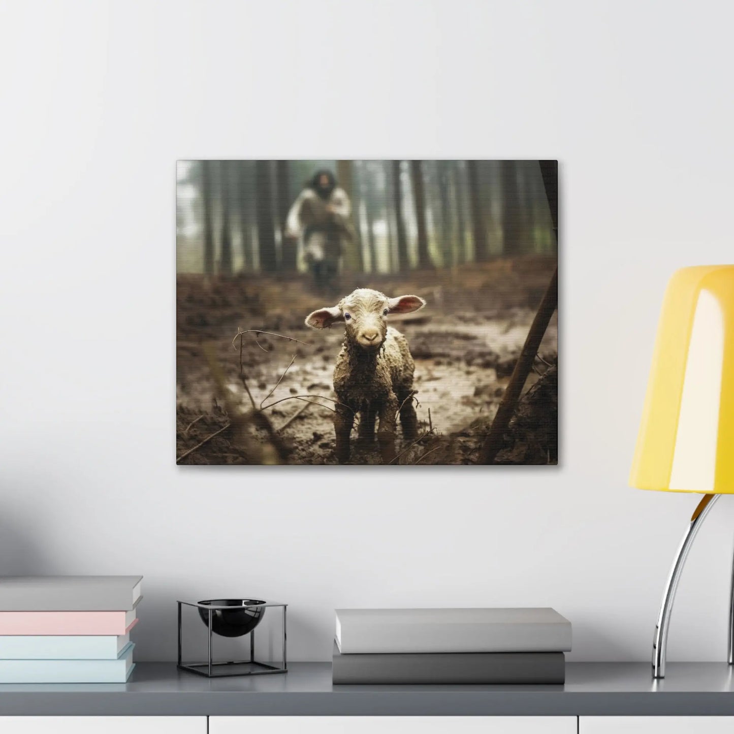 Jesus Running After a Lost Lamb Jesus Lamb of God Canvas Wall Art Jesus Home Decor Christian God Canvas Prints Jesus Canvas Wall Art Mothers Day gift Fathers Day gift