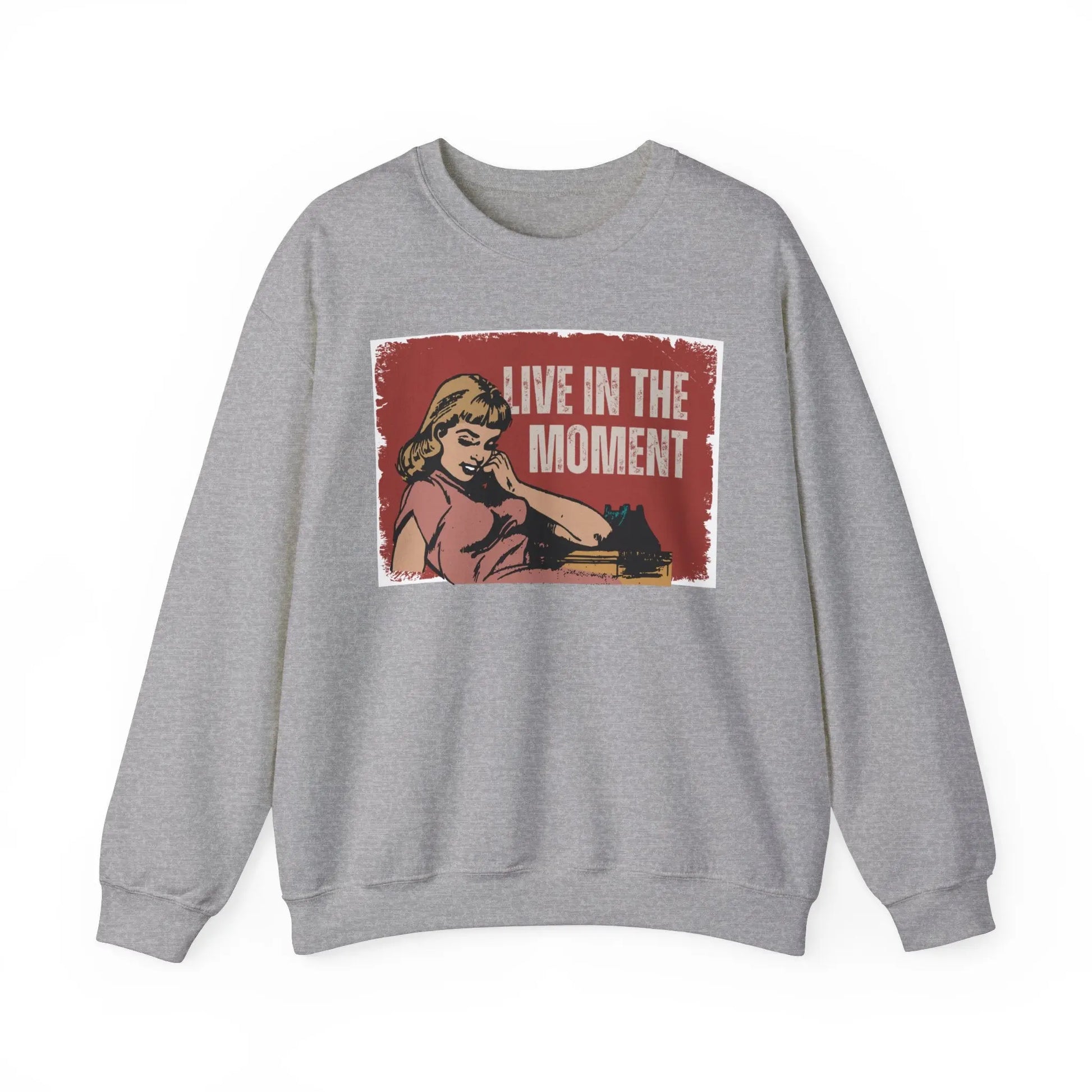 Vintage Retro Sweatshirt Live In The Moment Sweatshirt Christmas Gift 