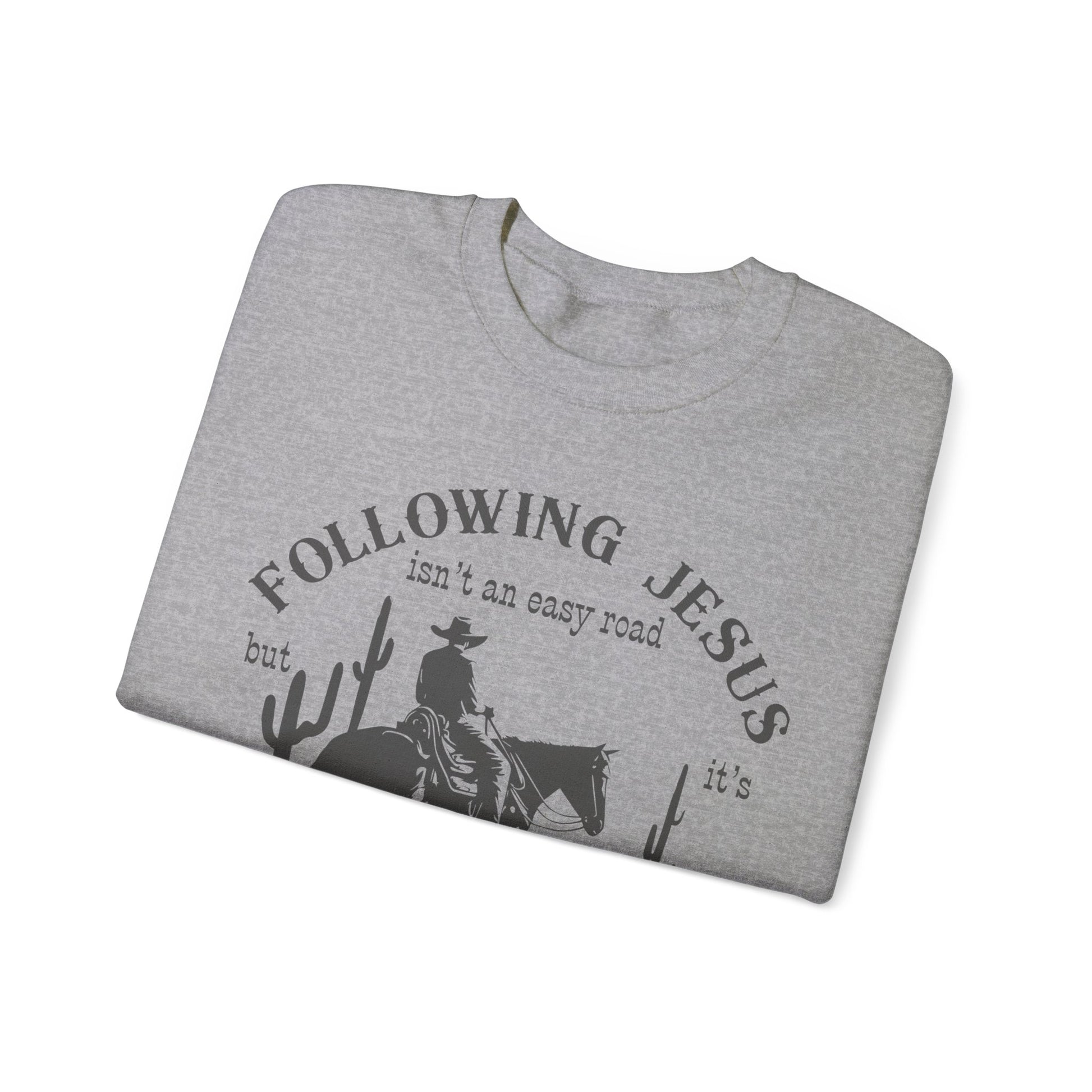 Following Jesus isn’t an Easy Road But Jesus Christian Sweatshirt Father’s Day gift Christian gift Jesus saves Jesus Christ Western Cowboy Faith God - Stay Tomorrow Needs You Following Jesus isn’t an Easy Road But Jesus Christian Sweatshirt Father’s Day gift Christian gift Jesus saves Jesus Christ Western Cowboy Faith God