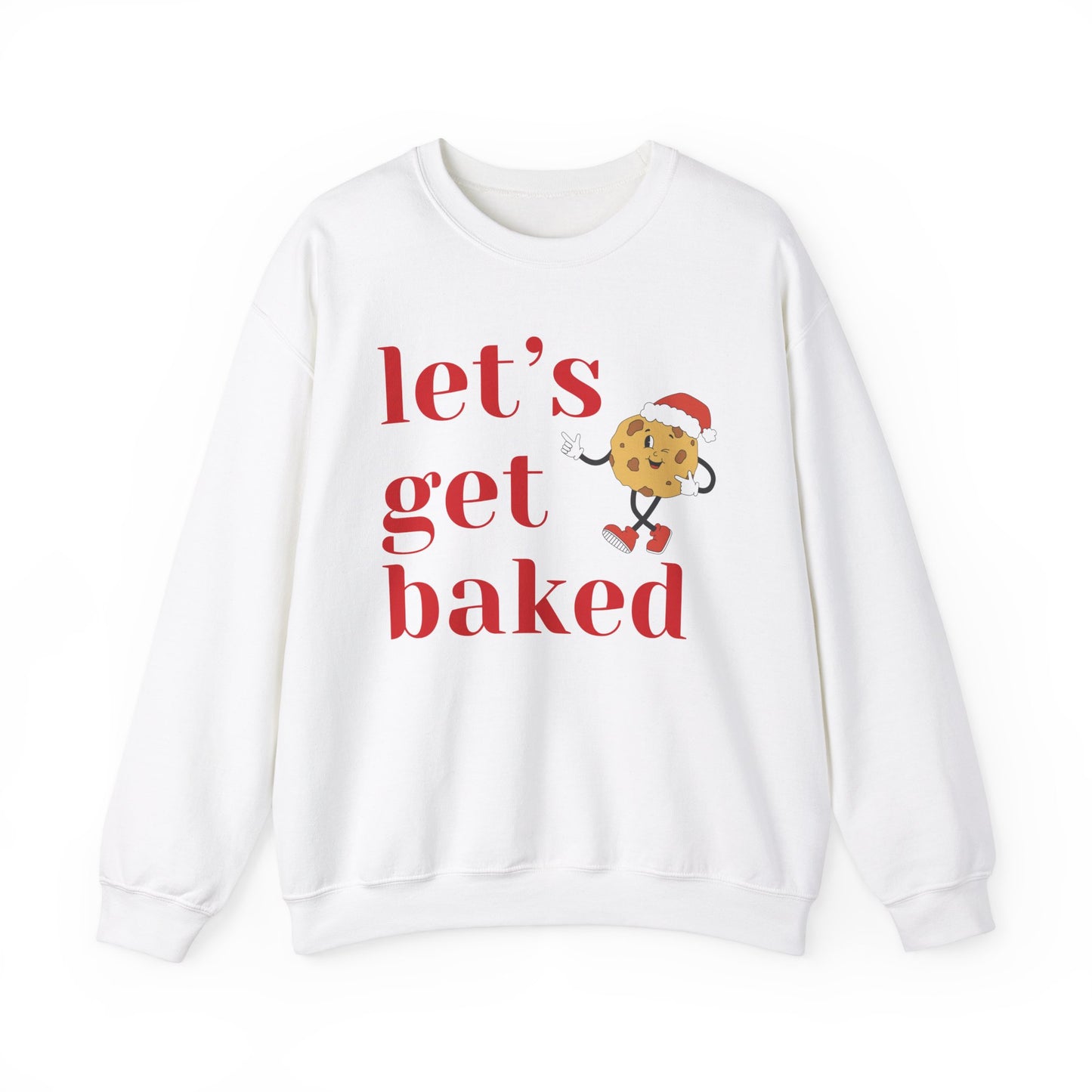 Funny Christmas 2024 Let's Get Baked Holiday Sweatshirt Retro Cookie