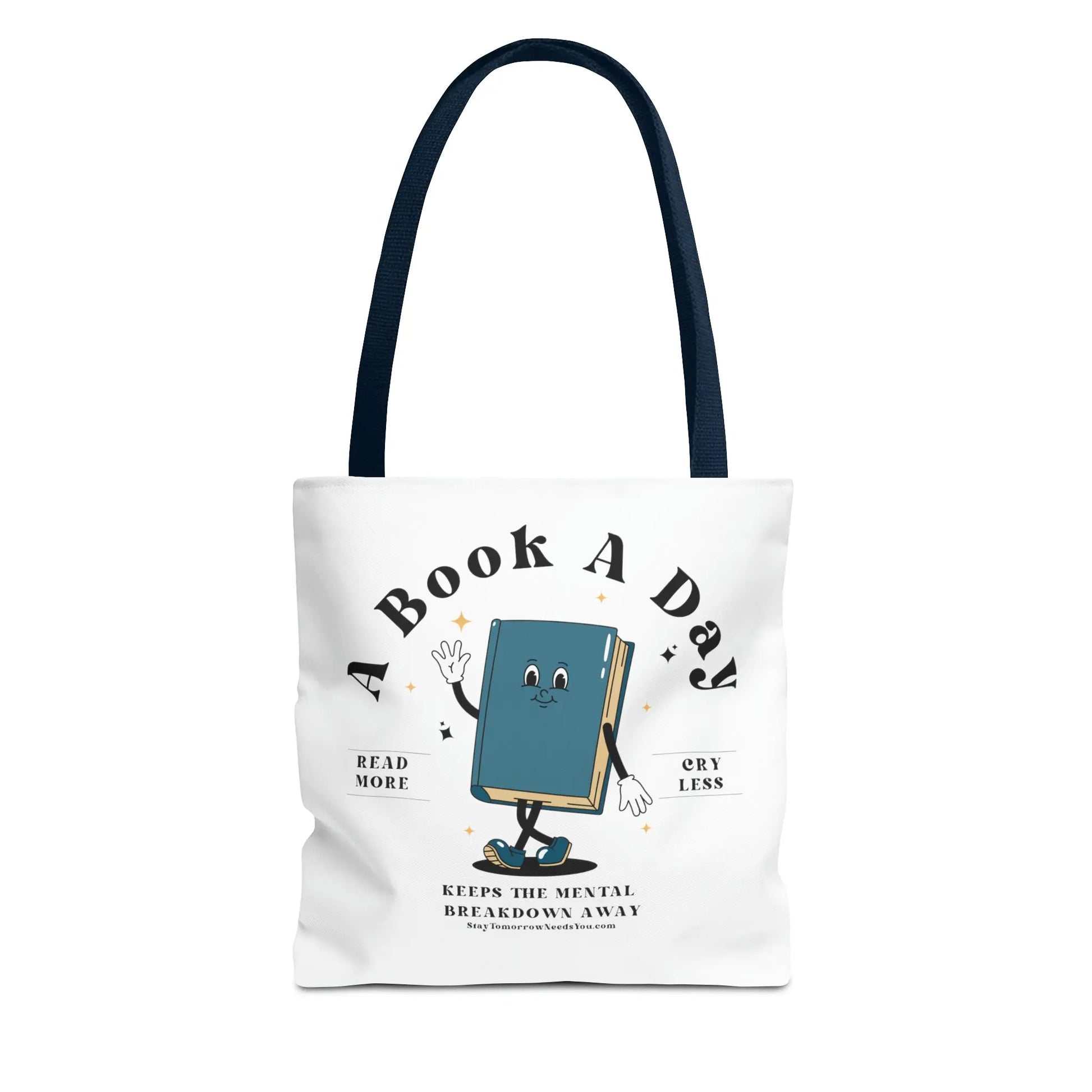 Bookish Mental Health Tote | Book A Day Retro Tote Read More Book Lover Bookworm BookTok Romance Reader Book Addict Romantasy Bibliophile