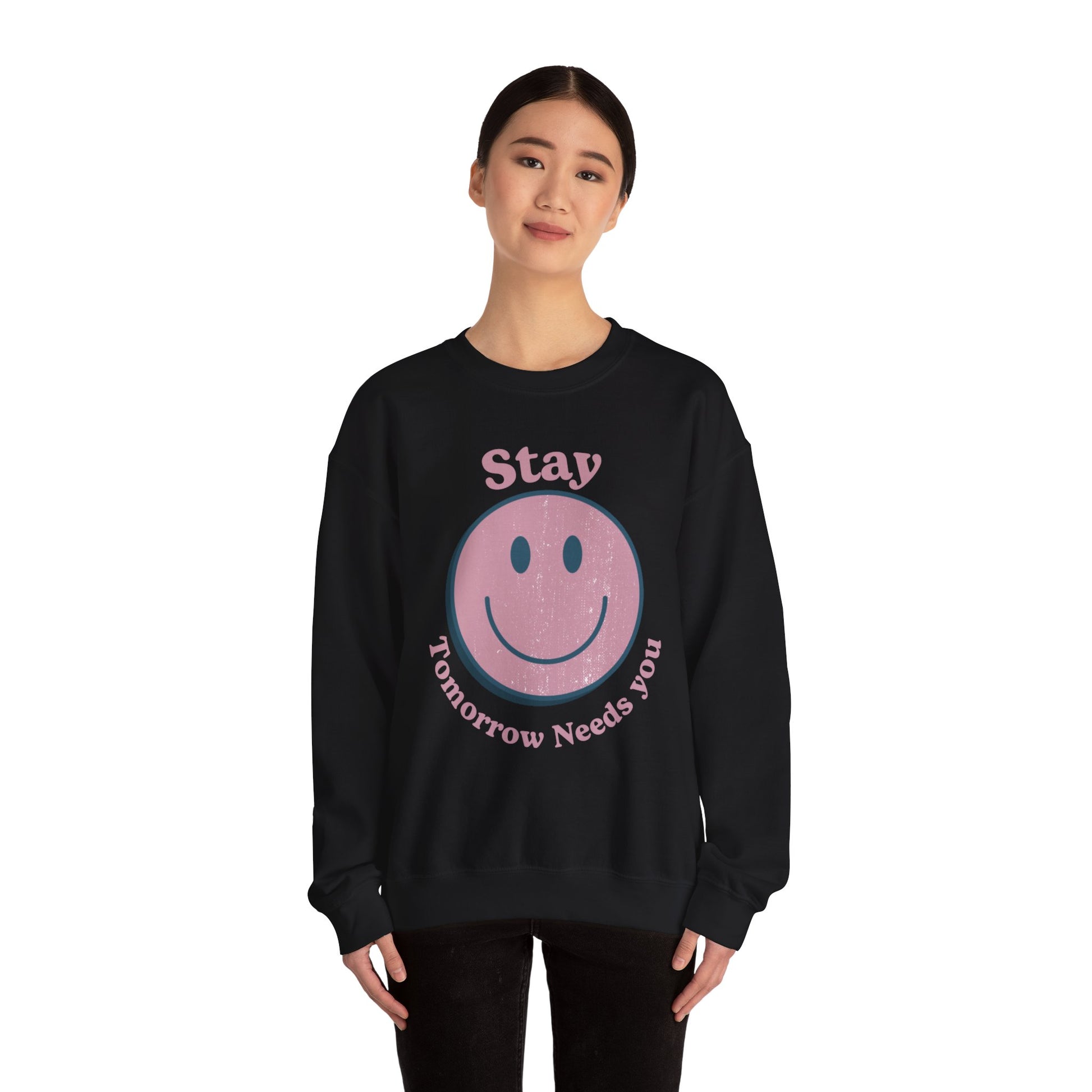 Retro Smiley Stay Tomorrow Needs You Suicide Prevention Sweatshirt Mental Health Awareness Veterans Support Christmas Gift