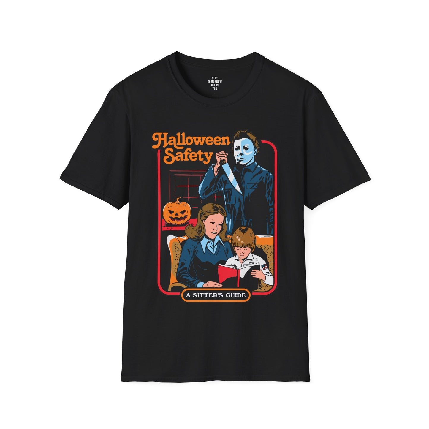 Halloween 2024 Spooky Season Michael Myers Inspired 'Halloween Safety Sitters Guide' Retro T Shirt