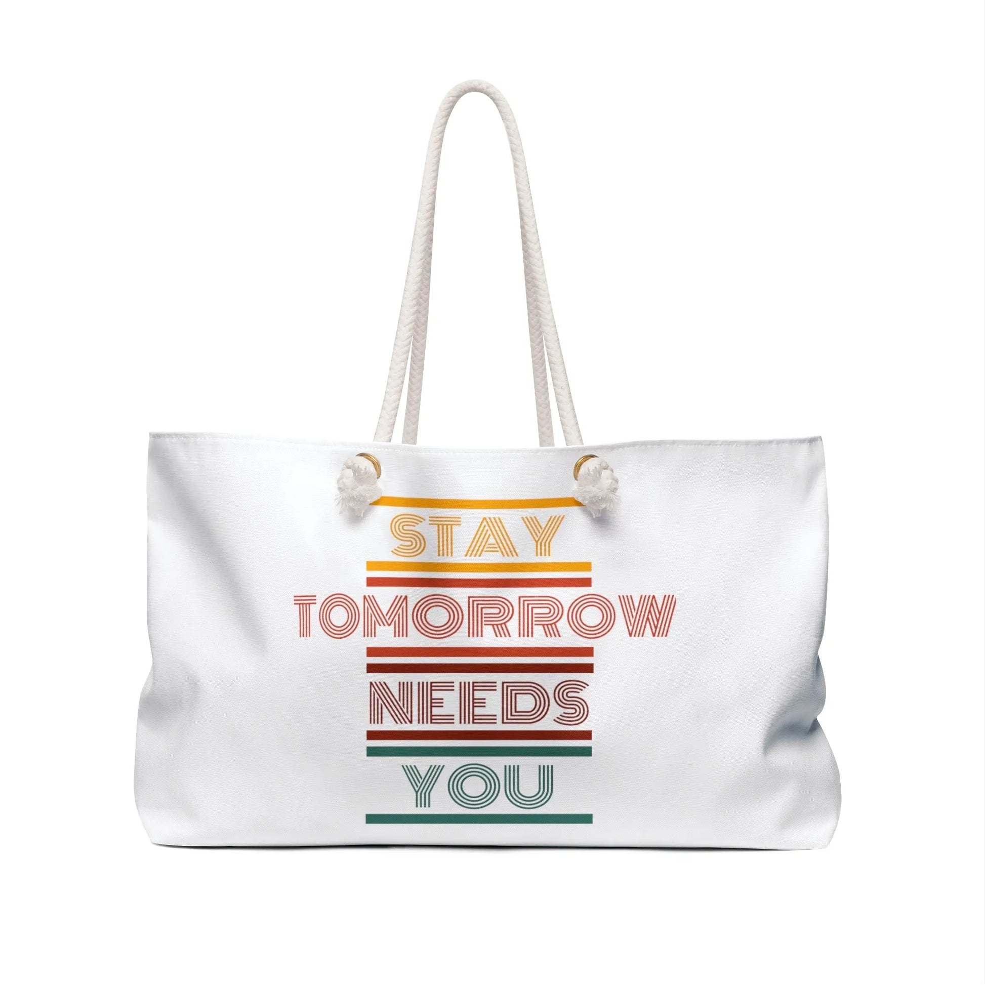 Retro Boho Summer  Stay Tomorrow Needs You Weekender Overnight Beach Pool Bag Mental Health Awareness Suicide Prevention Mothers Day Fathers Day Gift Veterans Support Military Gift