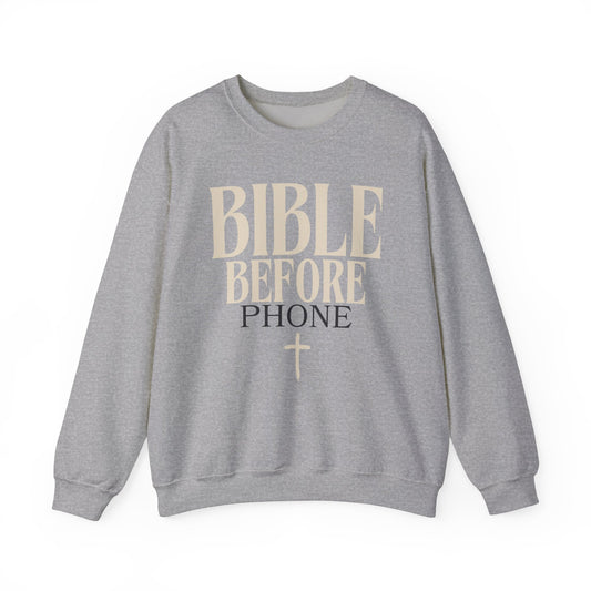 Bible Before Phone Christian Sweatshirt Catholic Jesus Read Your Bible Christian Apparel