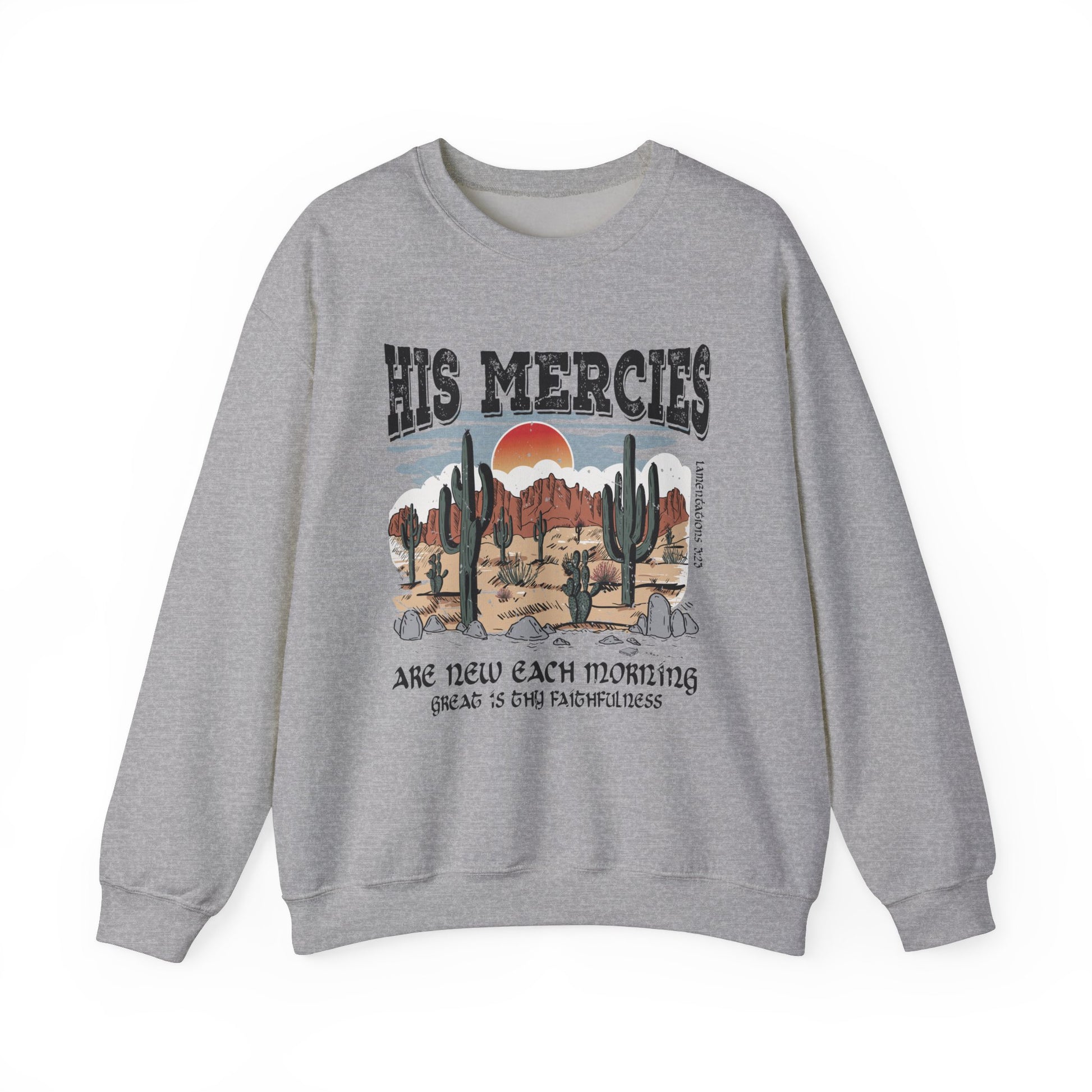 Boho Christian Sweatshirt Bible Verse Jesus Apparel Faith Based His Mercies Are New Vintage