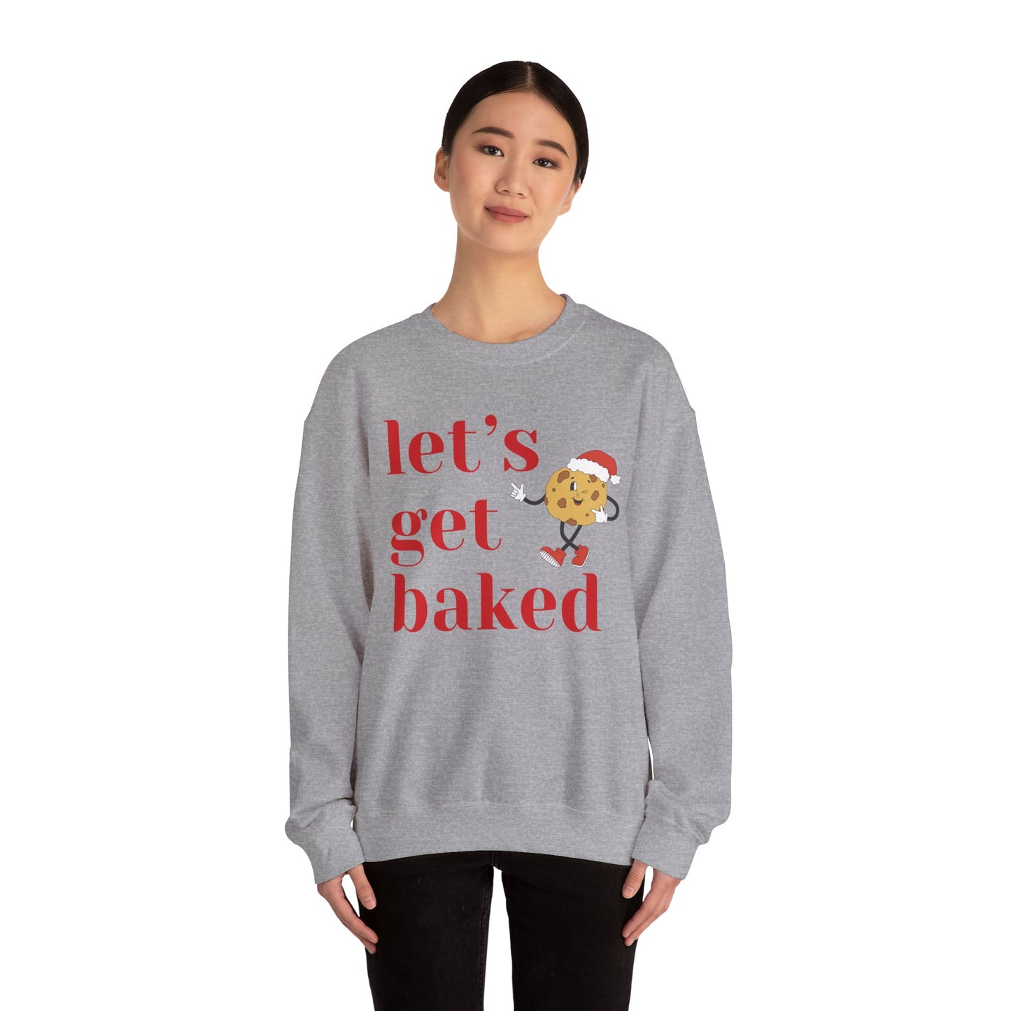 Funny Christmas 2024 Let's Get Baked Holiday Sweatshirt Retro Cookie