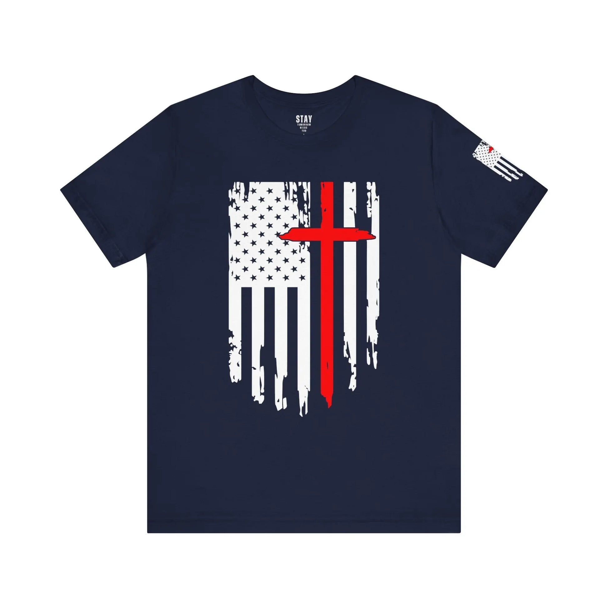 American Flag Cross Distressed USA Christian Cross Patriotic Flag with Cross Faith American Pride Mothers Day Fathers Day Military Veterans Fourth of July T shirt