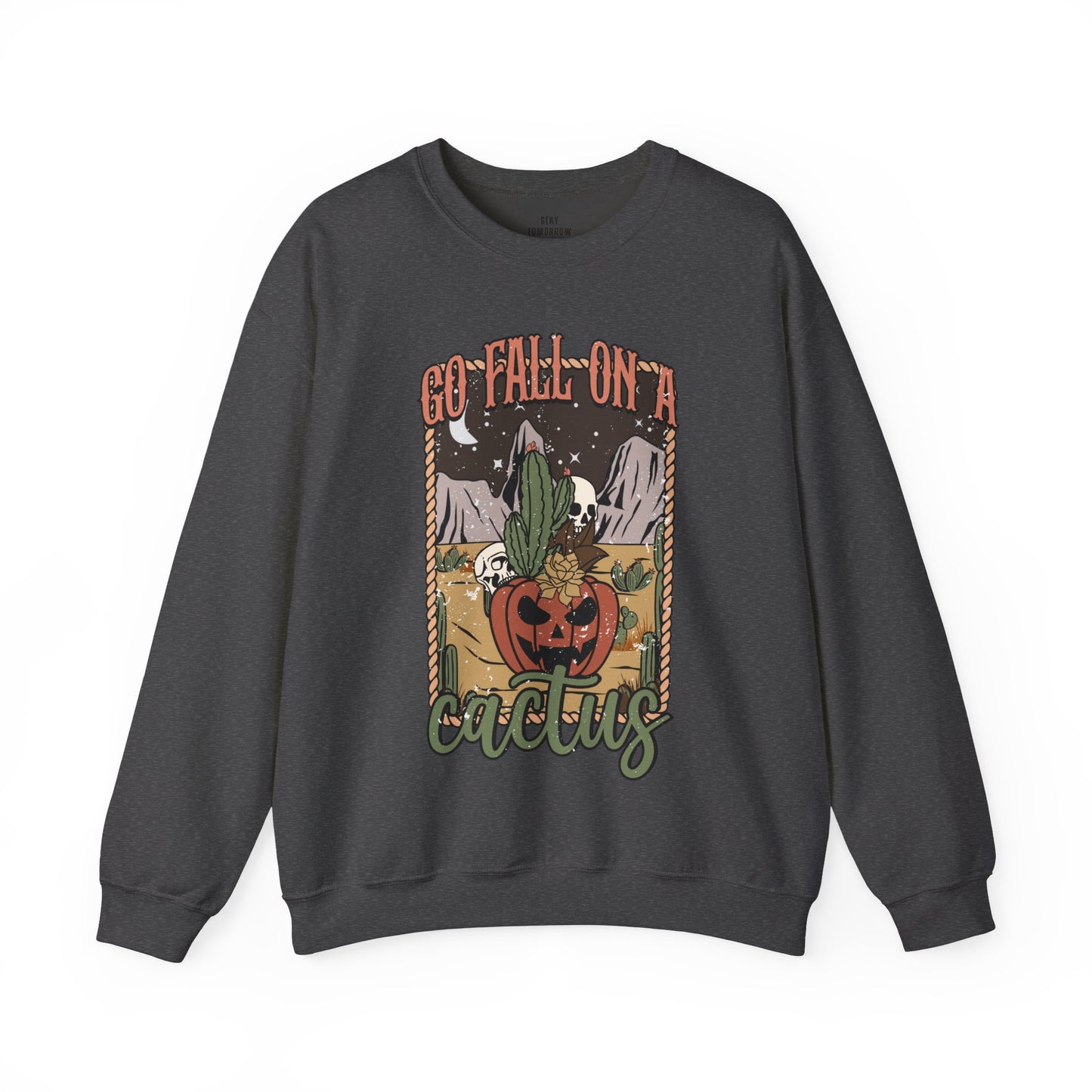 Boho Halloween 2024 Fall Spooky Season Go Fall on a Cactus' Retro Sweatshirt Desert Western