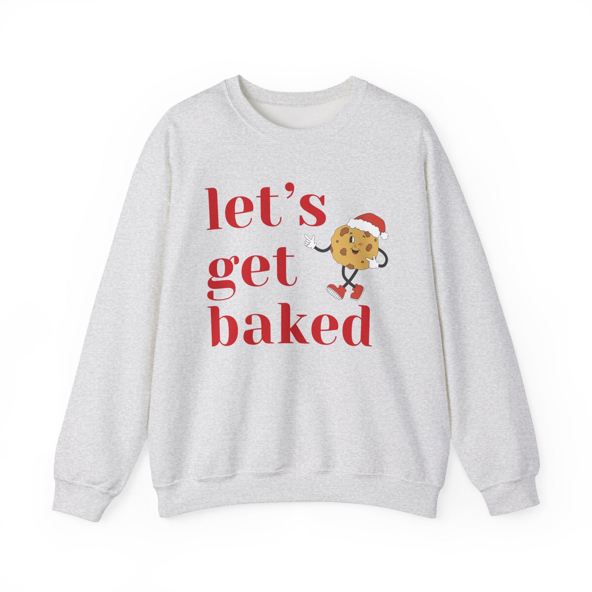 Funny Christmas 2024 Let's Get Baked Holiday Sweatshirt Retro Cookie