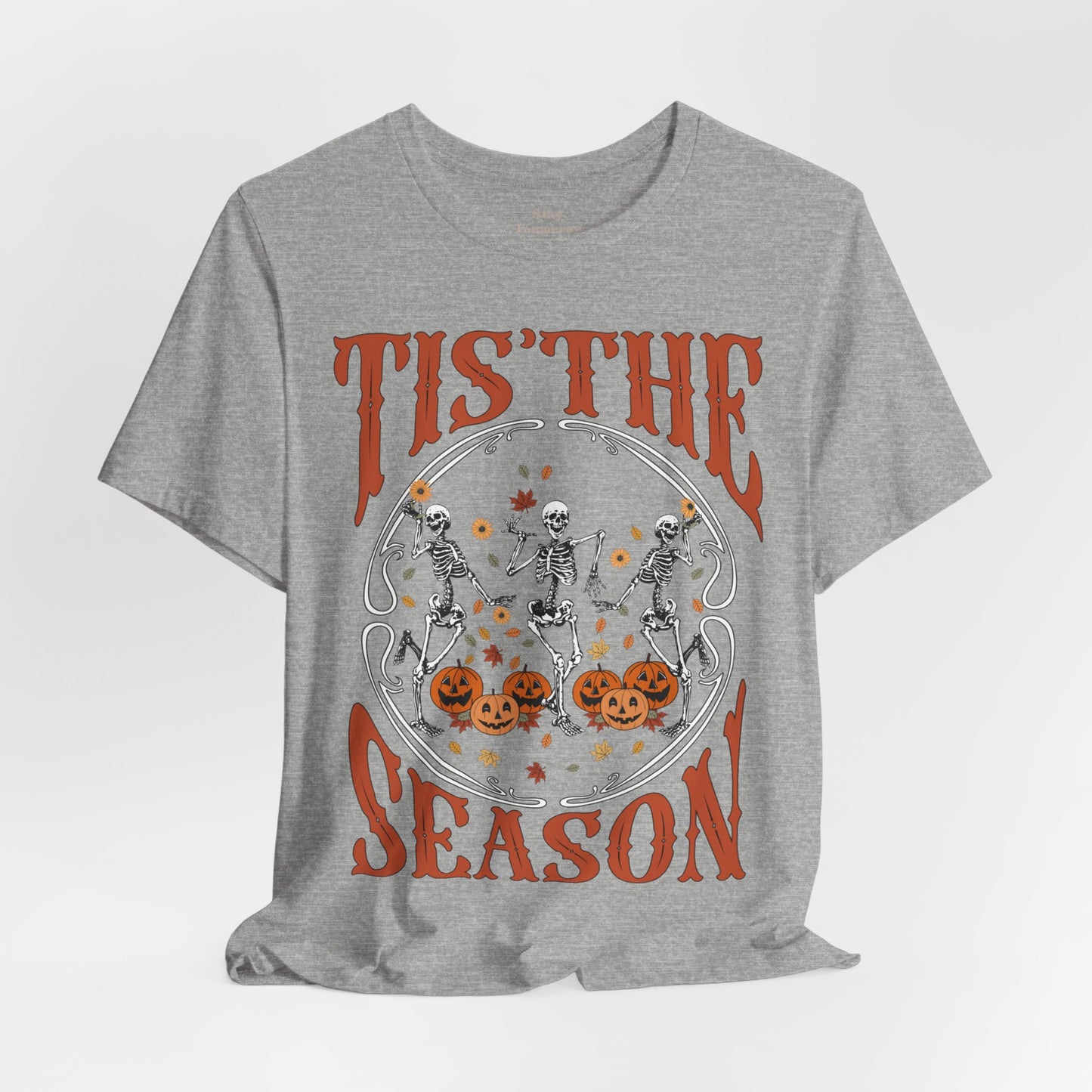 Halloween 2024 Spooky Season Tis the Season Halloween Pumpkin and Skeletons T-Shirt Fall Autumn