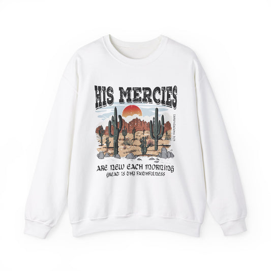 Boho Christian Sweatshirt Bible Verse Jesus Apparel Faith Based His Mercies Are New Vintage - Stay Tomorrow Needs You