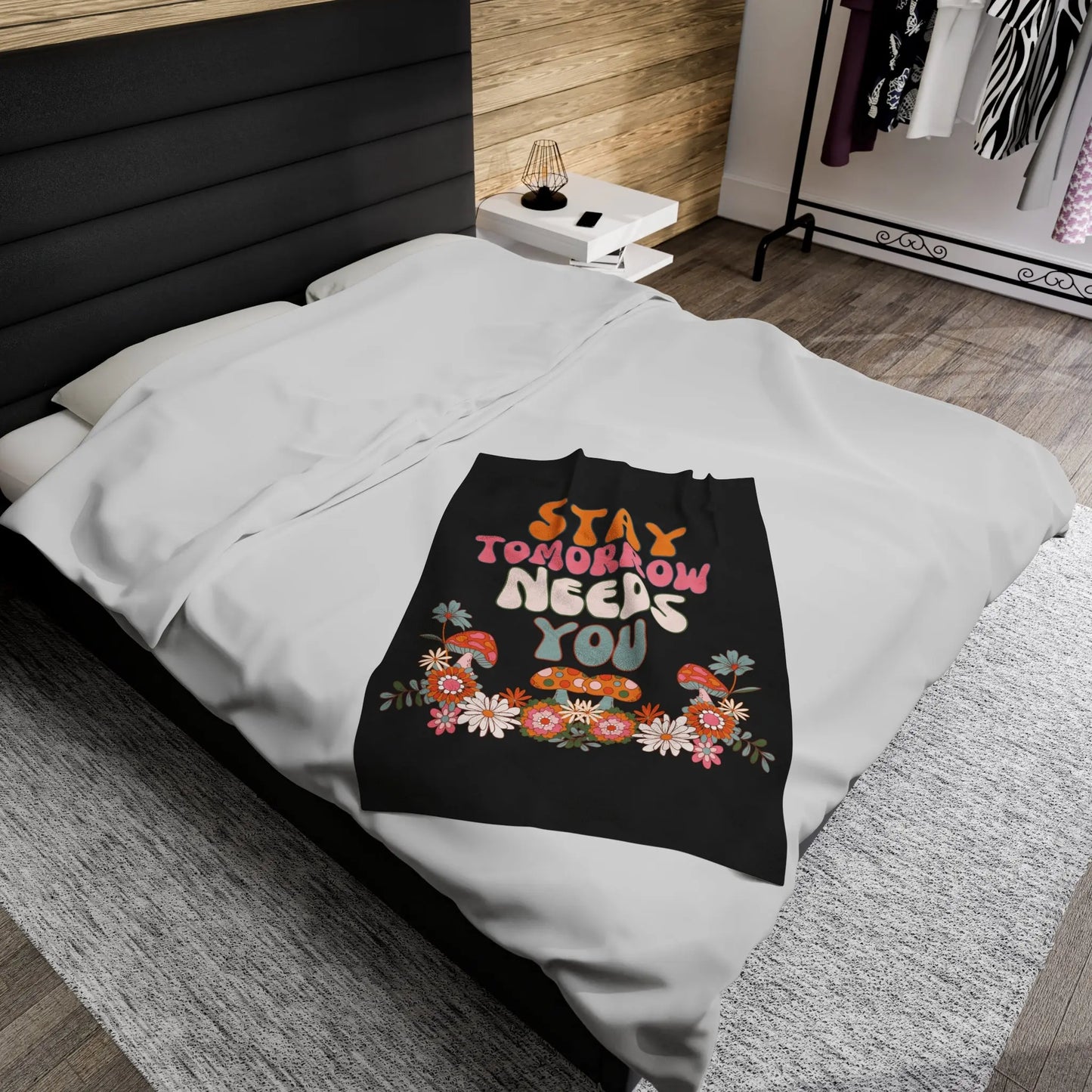 Hippie Retro Suicide Awareness Stay Tomorrow Needs You Lap Blanket - Perfect for Mother's Day and spring! Wrap in comfort and spread awareness. Shop now