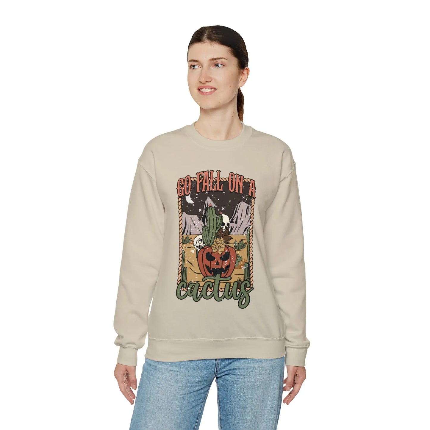 Go Fall on a Cactus' Retro Sweatshirt Printify