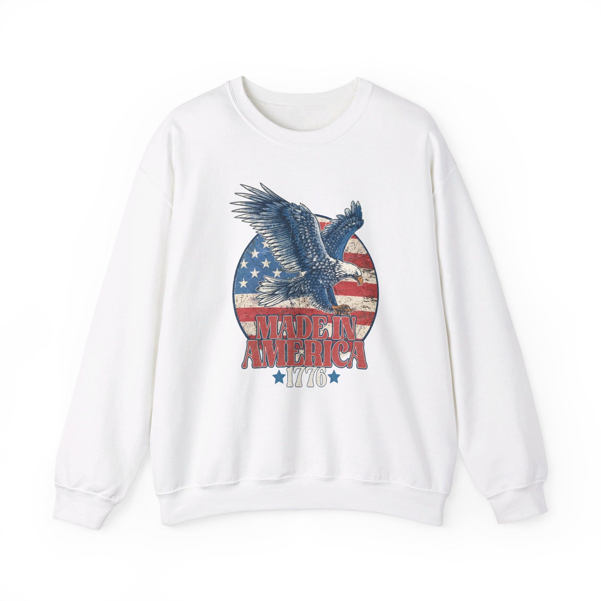 Retro Distressed American Flag Eagle 1776 Made in America Vintage Patriotic America Freedom American Pride Sweatshirt Christmas Gift Military Veteran Gift