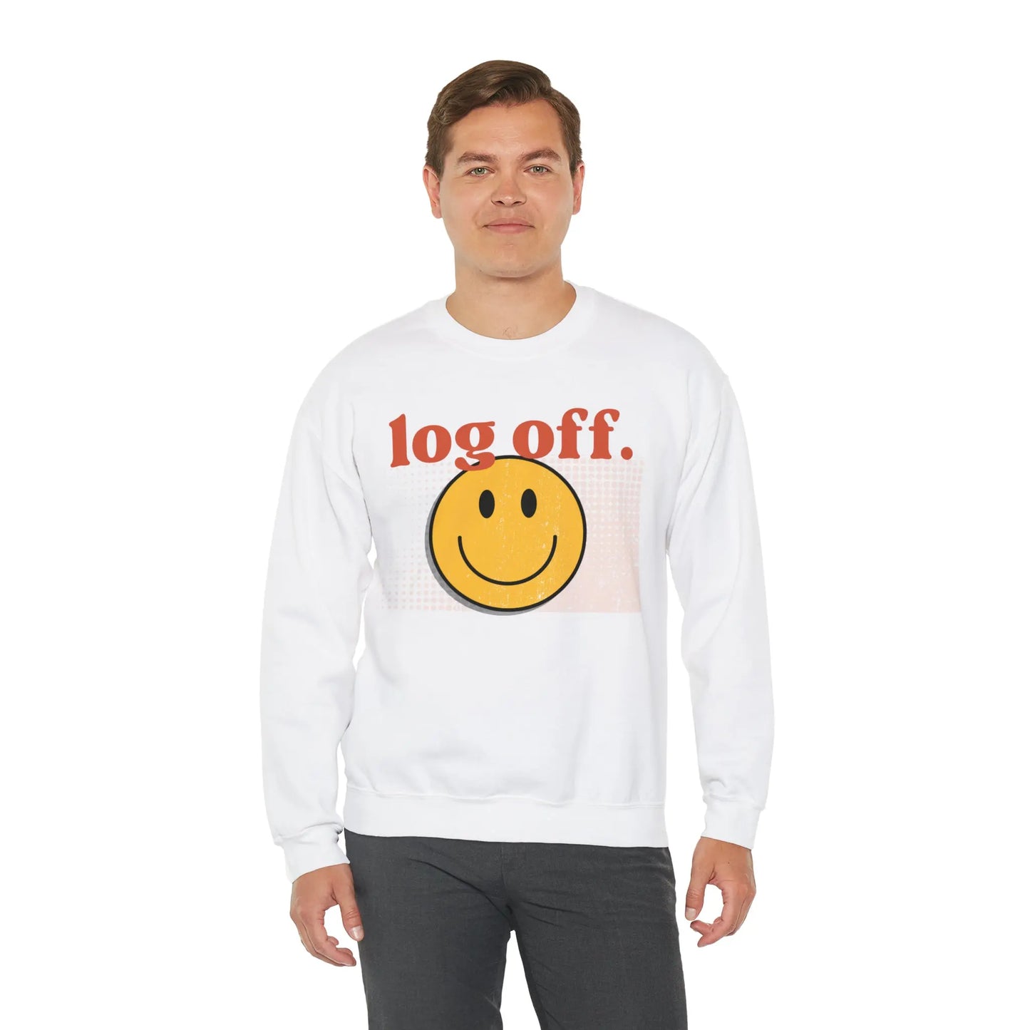 Stay Present with Retro 'Log Off' Smiley Face Sweatshirt - papercraneco