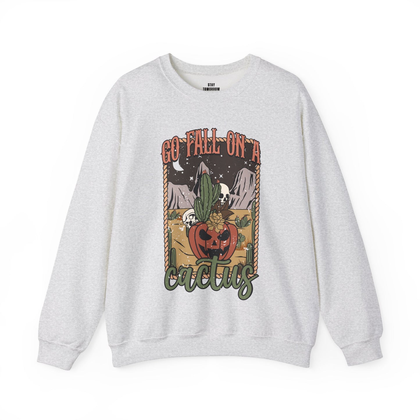 Boho Halloween 2024 Fall Spooky Season Go Fall on a Cactus' Retro Sweatshirt Desert Western