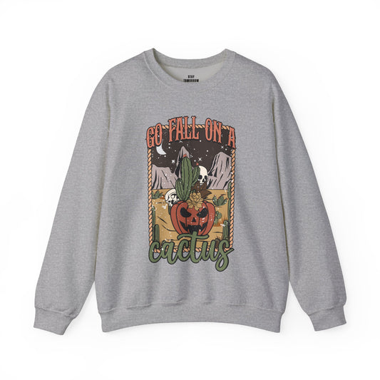 Boho Halloween 2024 Fall Spooky Season Go Fall on a Cactus' Retro Sweatshirt Desert Western