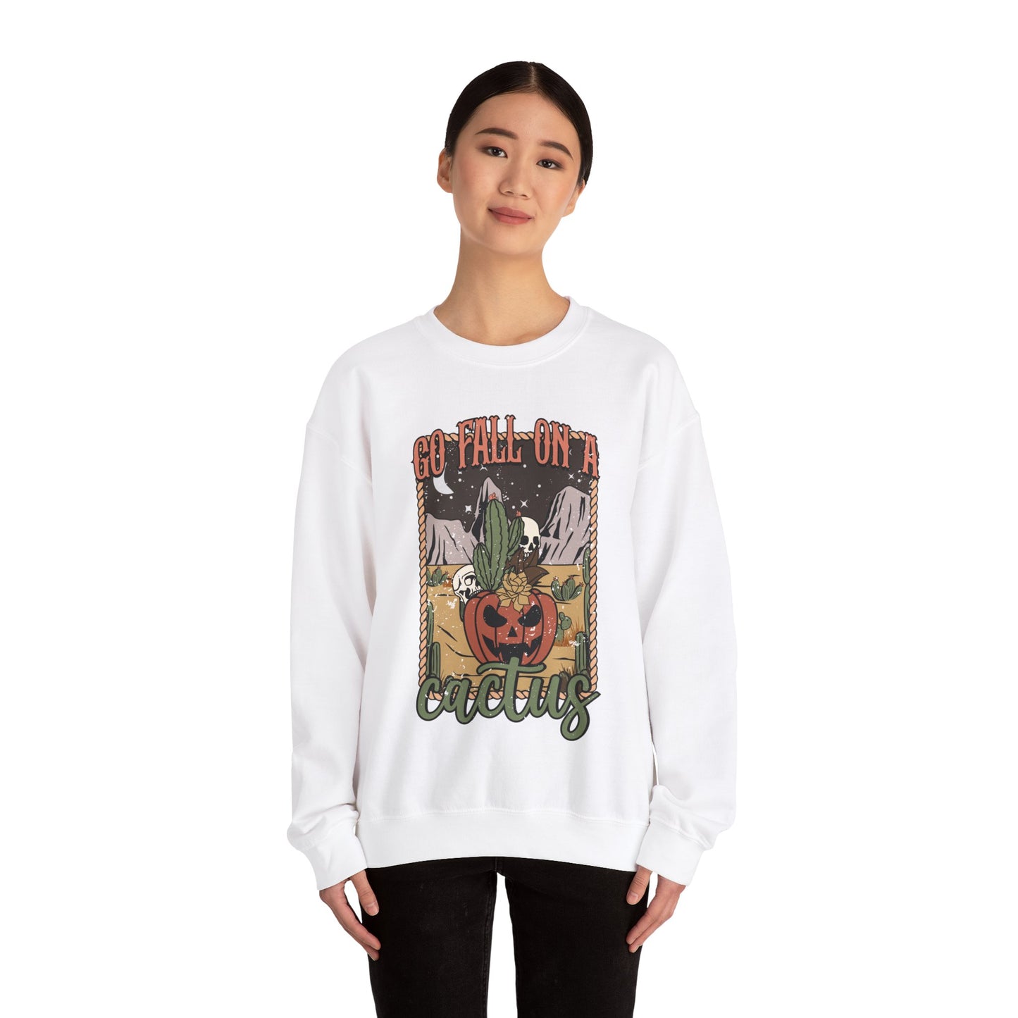 Boho Halloween 2024 Fall Spooky Season Go Fall on a Cactus' Retro Sweatshirt Desert Western