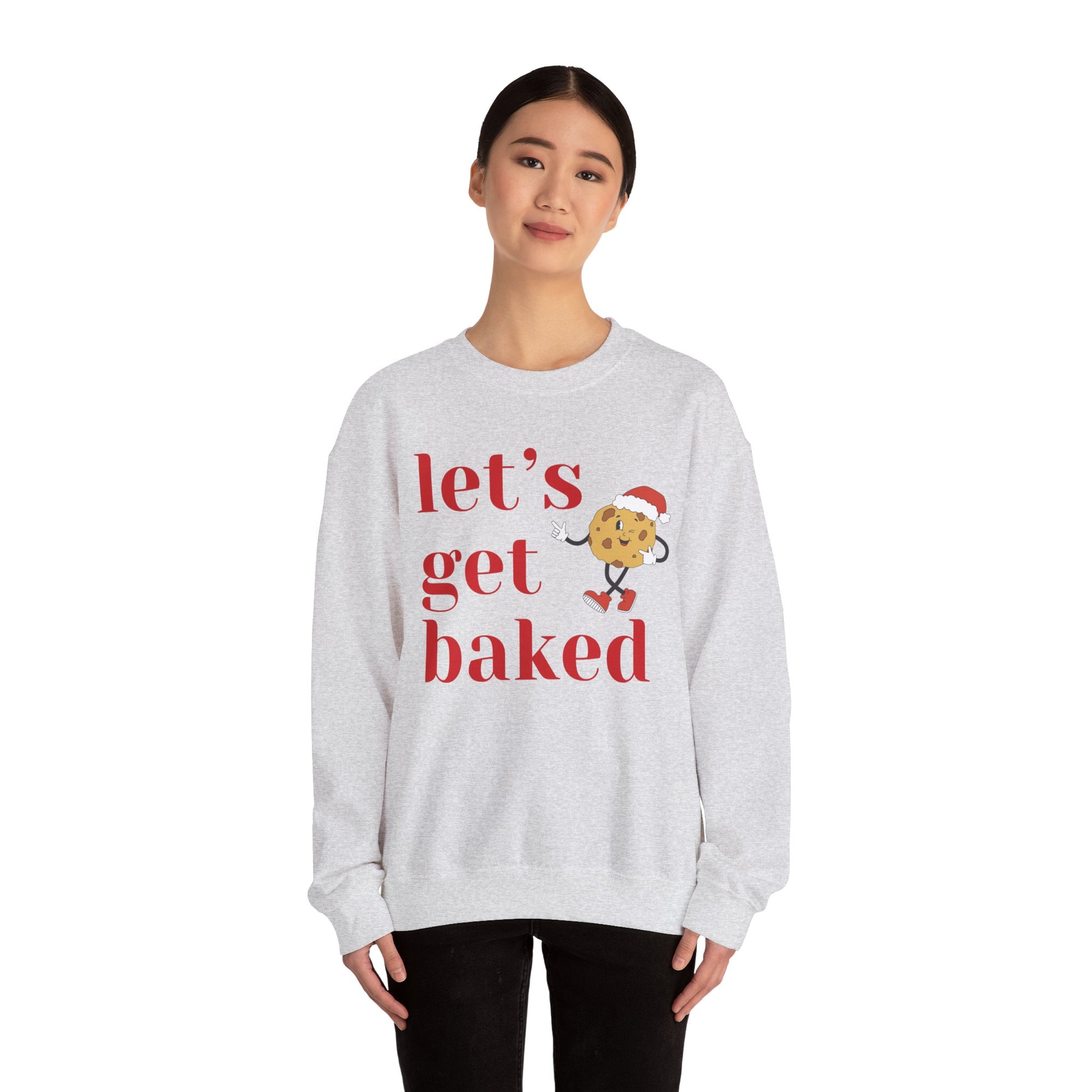 Funny Christmas 2024 Let's Get Baked Holiday Sweatshirt Retro Cookie