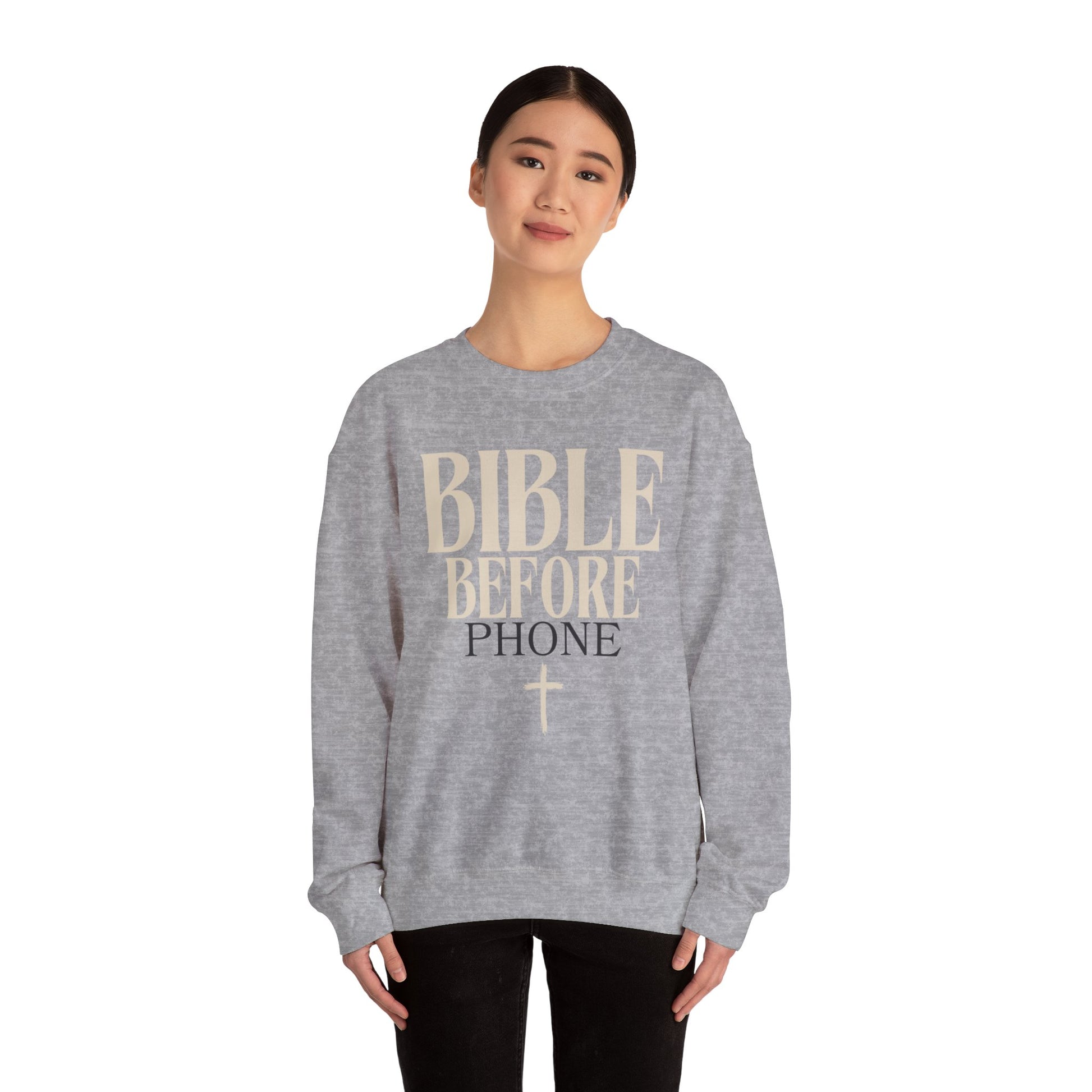 Bible Before Phone Christian Sweatshirt Catholic Jesus Read Your Bible Christian Apparel