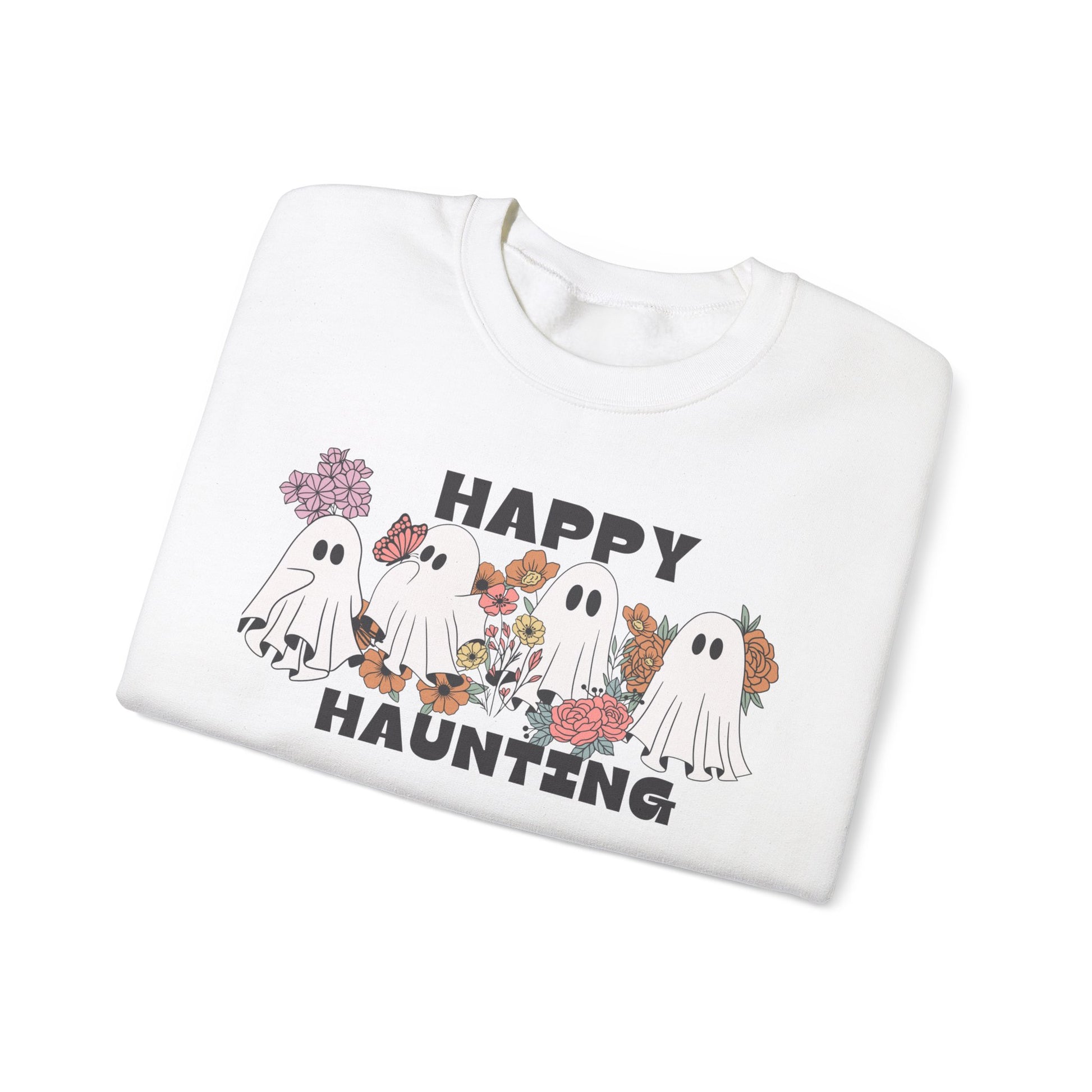 Vintage Boho Ghosts Halloween 2024 Spooky Season Fall Happy Haunting Flowers Cute