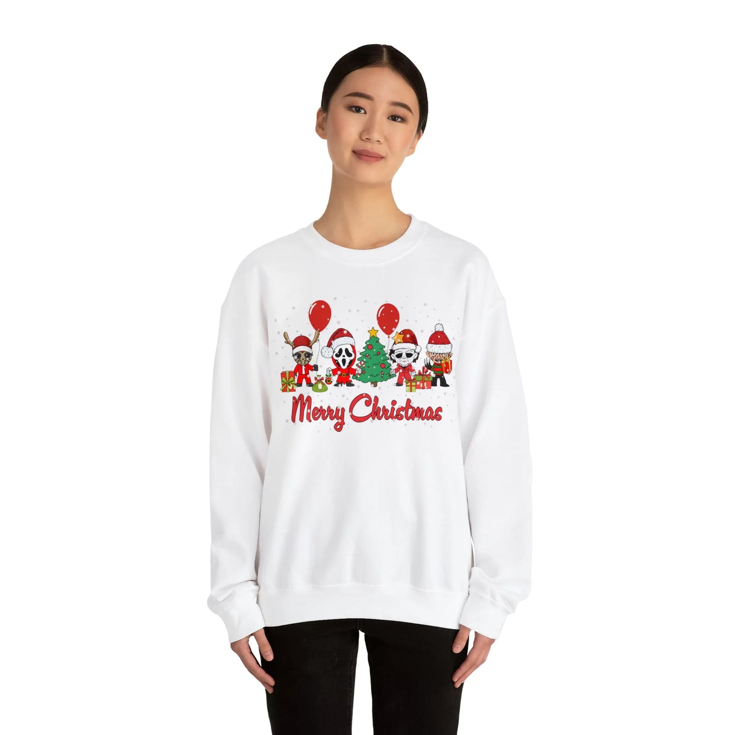 Horror Movie Characters Merry Christmas Sweatshirt Printify